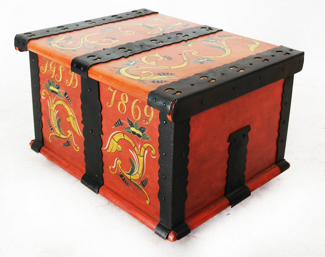 Painted Wood Hinged Metal Mounted Box (1 of 11)