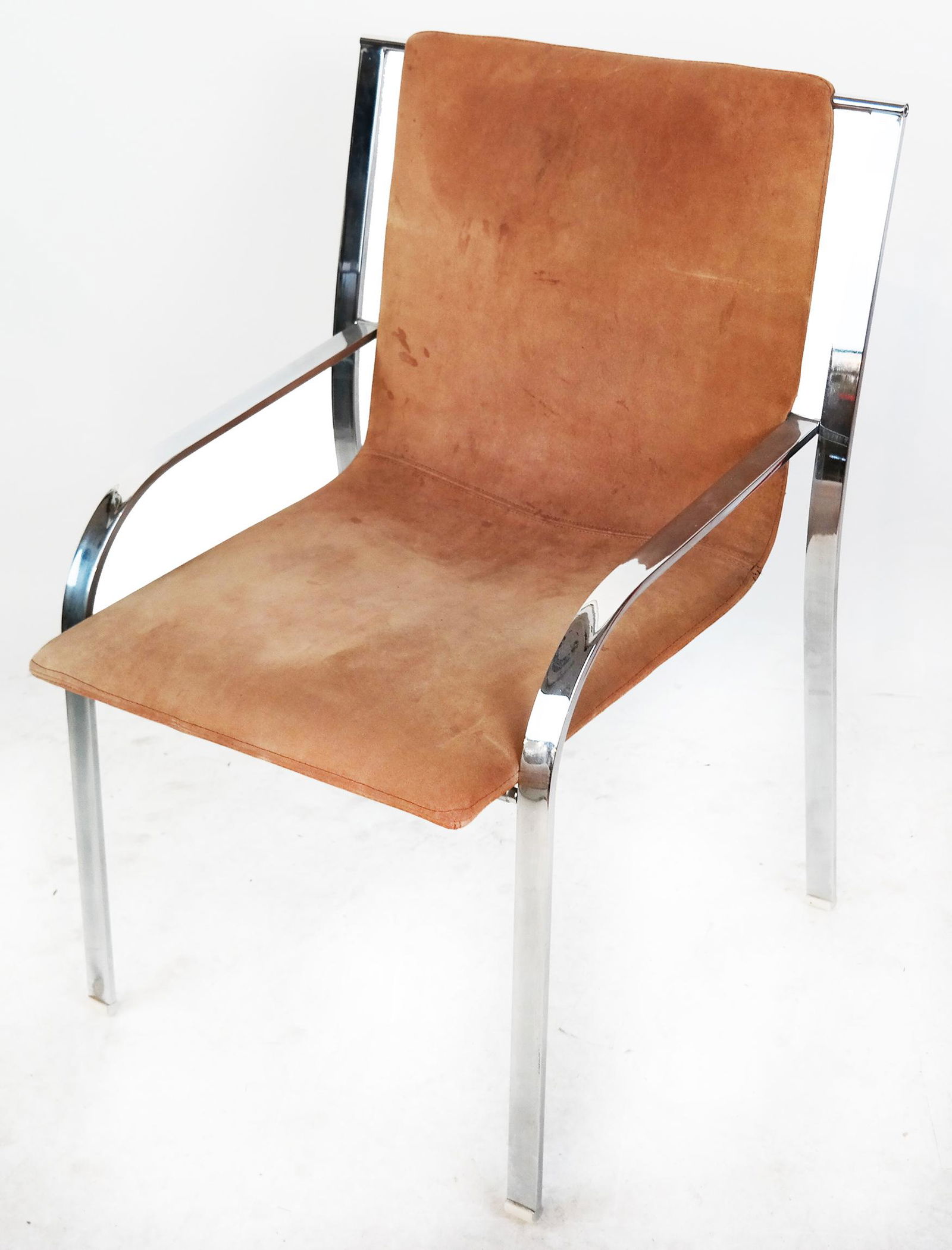 Saporiti Italia Chrome & Suede Side Chair (1 of 6)