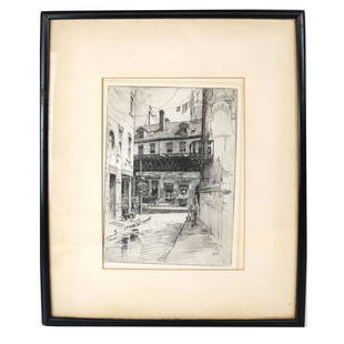 C.F.W. MIELATZ: "Edgar St." - Etching: Charles Frederick William Mielatz (German/American, 1864-1919) etching titled "Edgar Street 1910", New York City, signed in the plate and in pencil. Mielatz spent most of his career in the United Stat