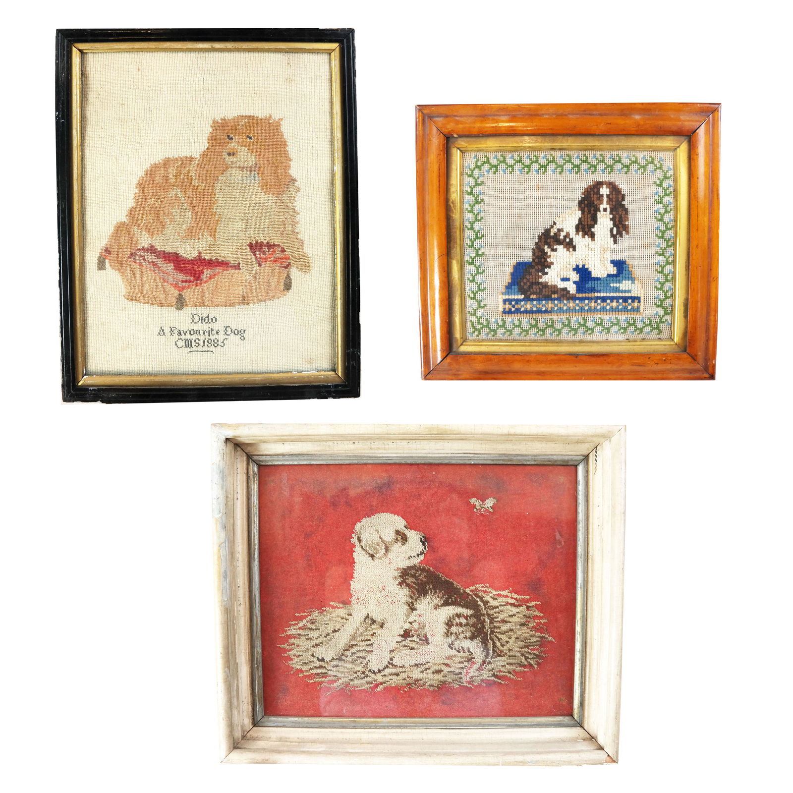 Group of Three Framed Needlepoint Works of Dogs (1 of 20)