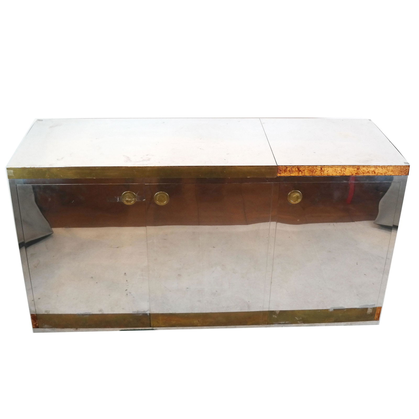 20th C. Brass & Mirrored Bar Cabinet (1 of 13)