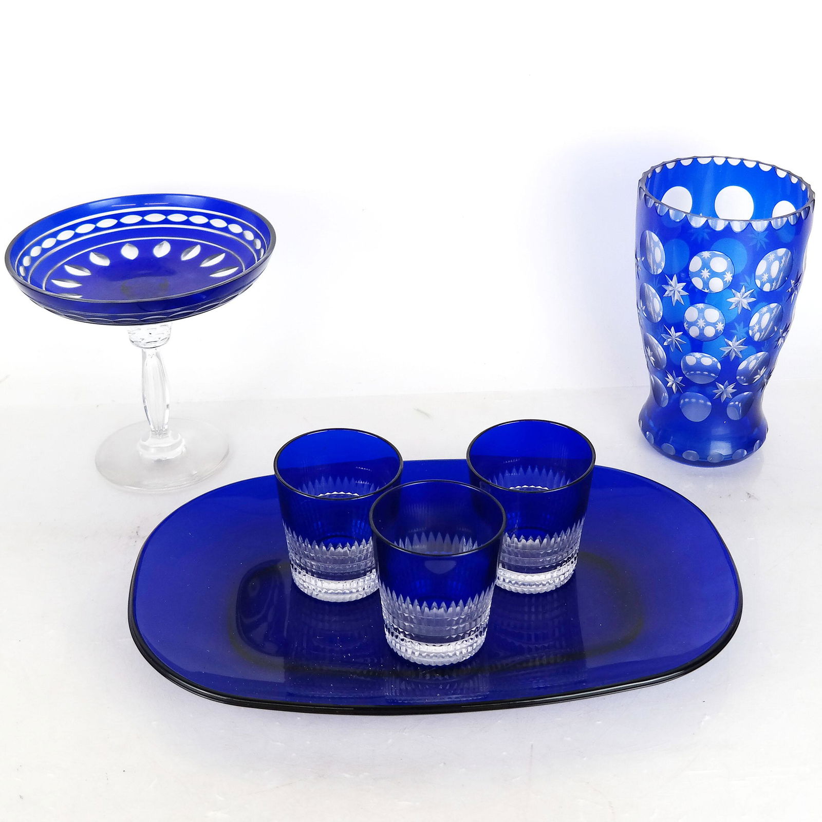 Lot of Bohemian & Blue Glass Articles (5) (1 of 8)