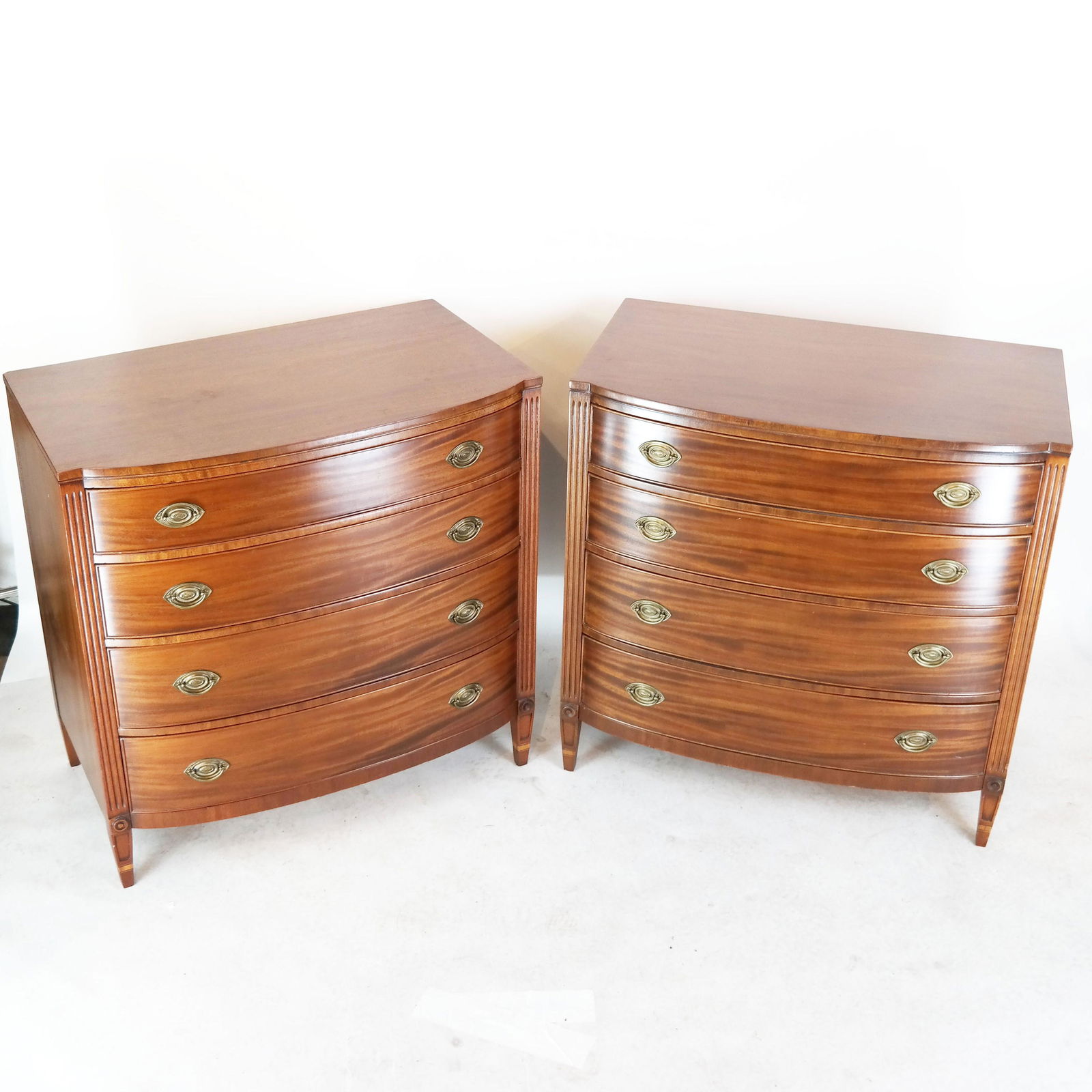 Pair Mahogany Bowfront Chests by Irwin (1 of 12)