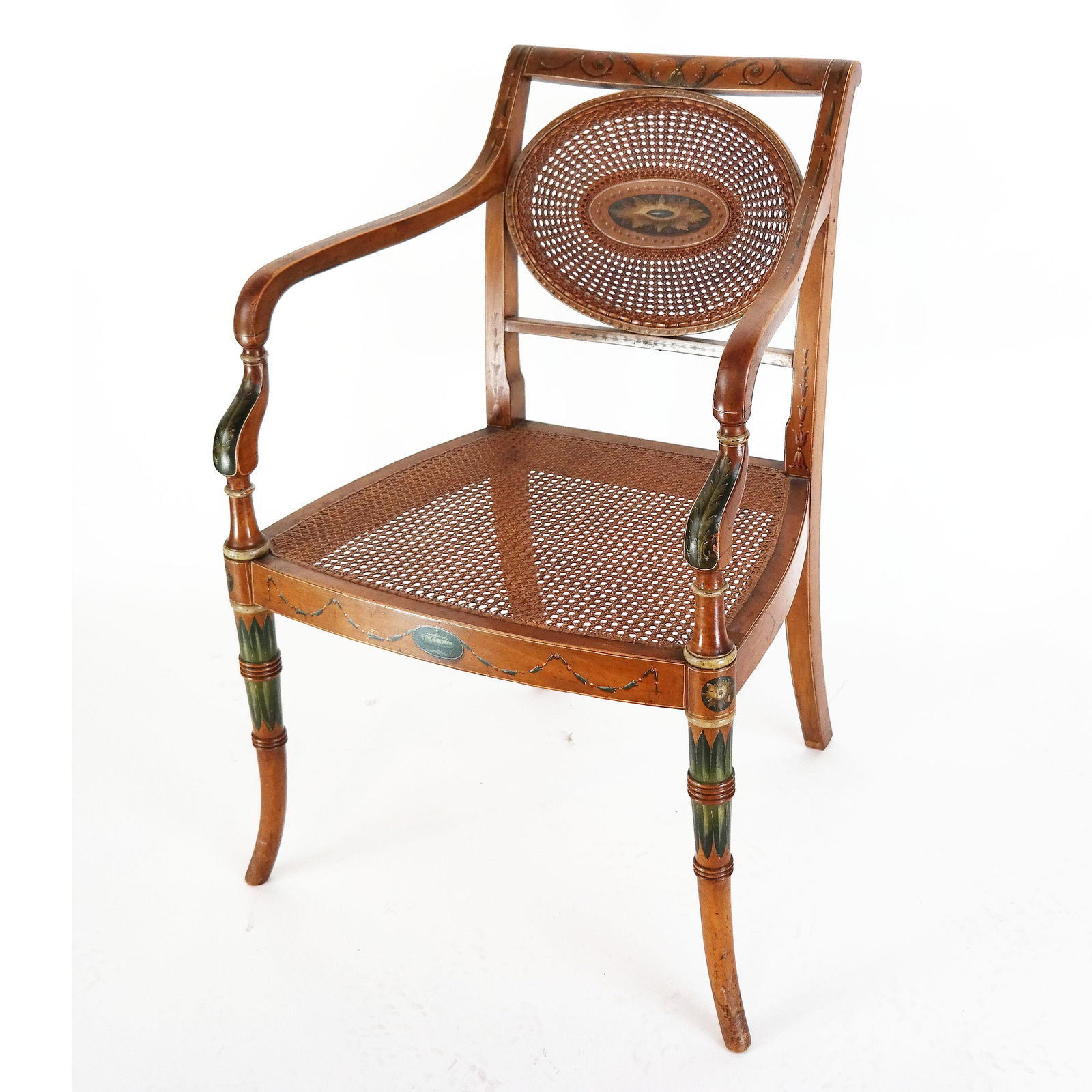 Adams-Style Caned Arm Chair (1 of 6)