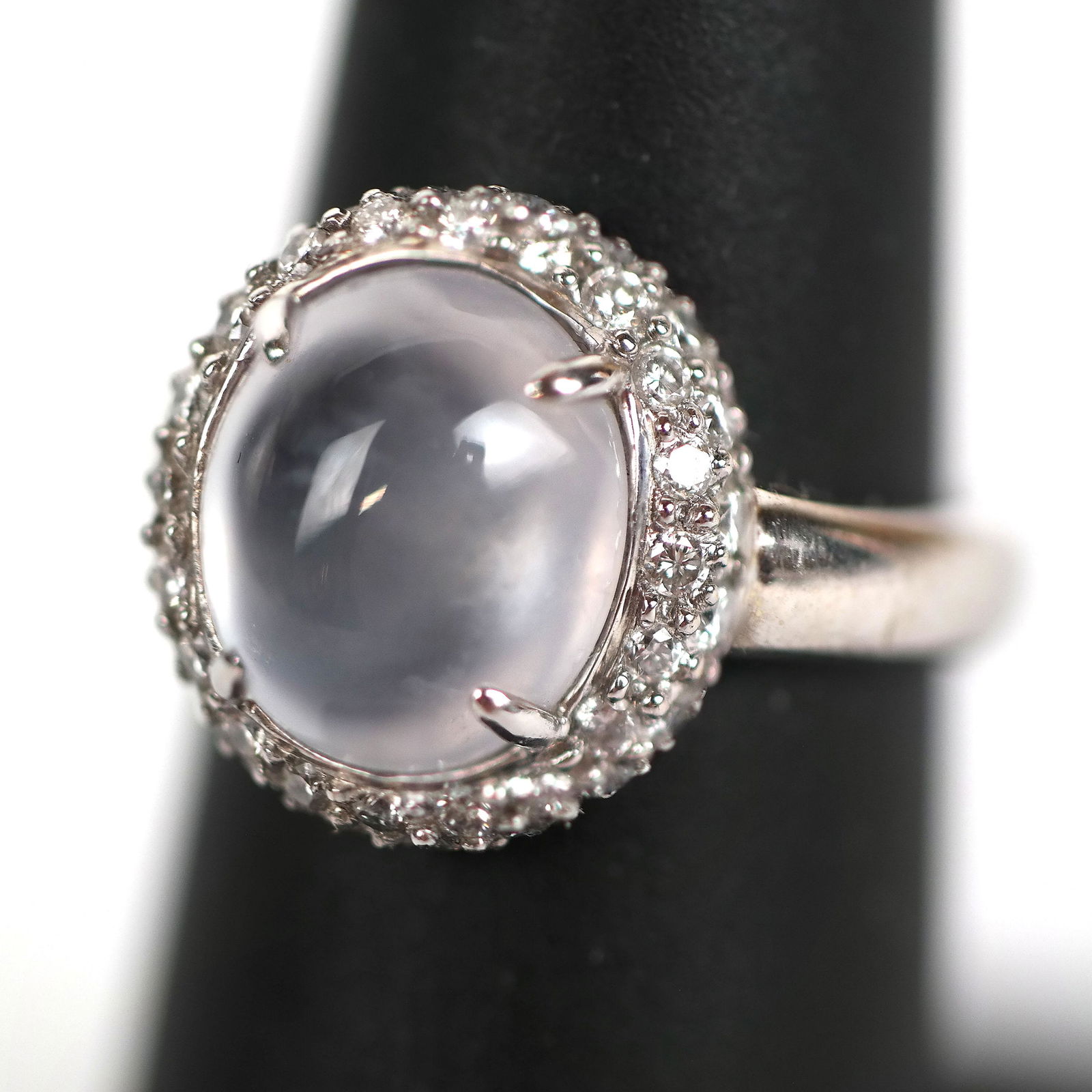 18K Gold, White Jade & Diamond Cocktail Ring (1 of 9)