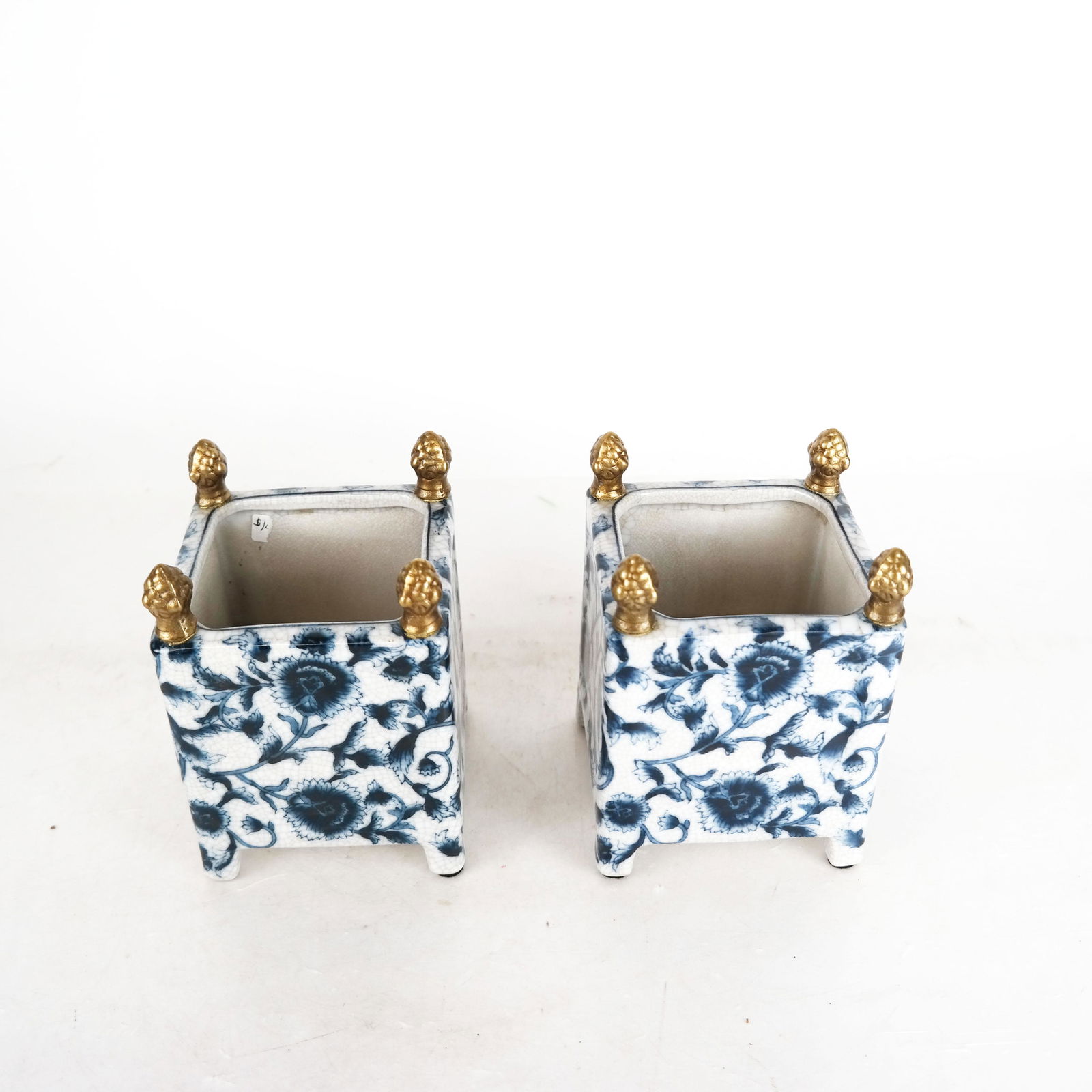Pair Blue Chinese Porcelain Cachepots (1 of 5)