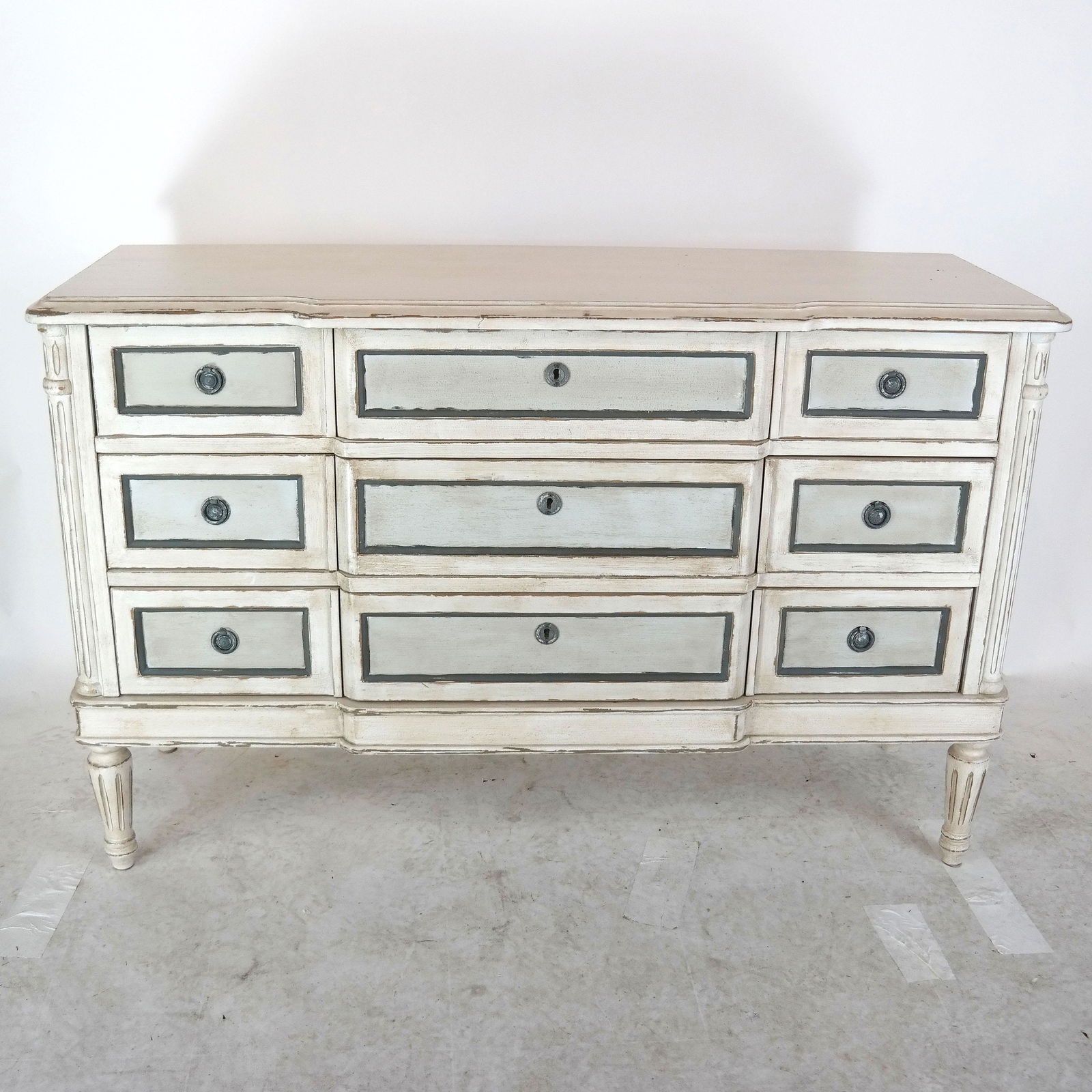 Louis XVI-Style Gray & White Dresser / Chest (1 of 8)