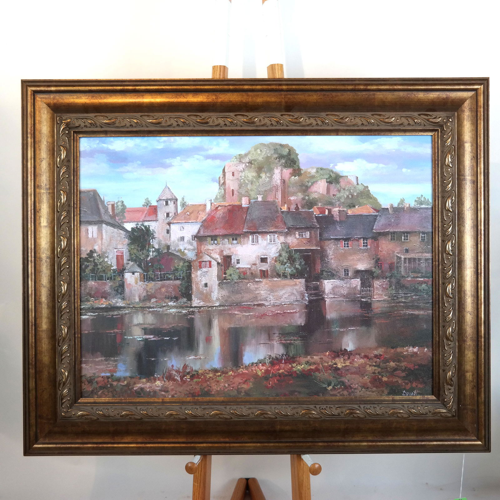 Roger DUVALL: "Seyne Sur Mer" - Giclee Print: Giclee on canvas of a painting by Roger Duvall. [Art: 23 3/4" H x 33" W; Frame: 33 3/4" H x 43" W]. In good condition.