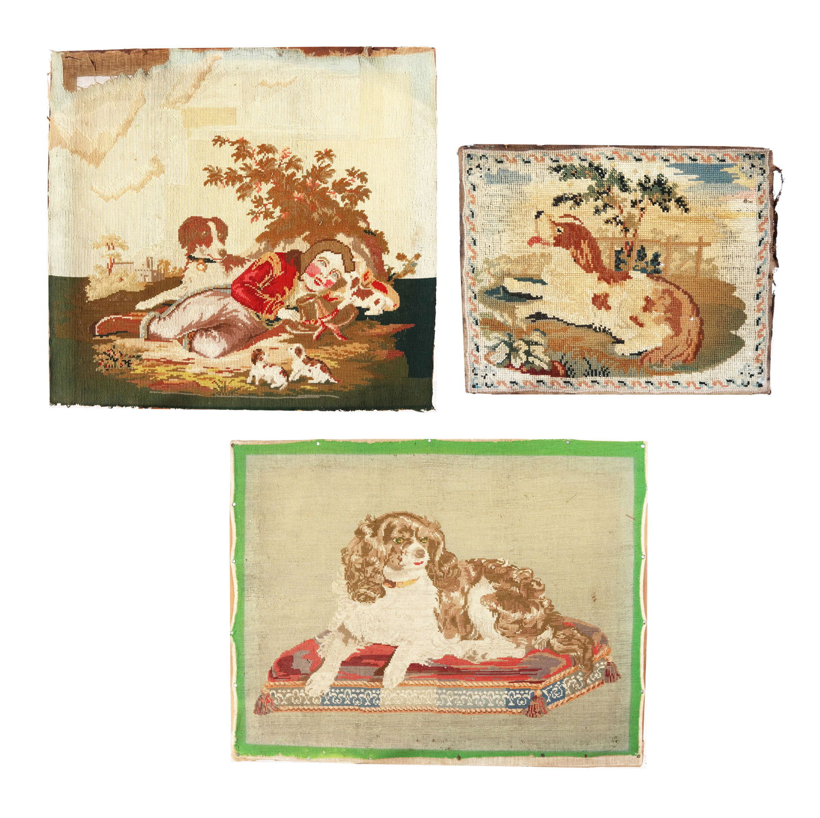 Group of Three Unframed Needlepoint Works of Dogs (1 of 19)