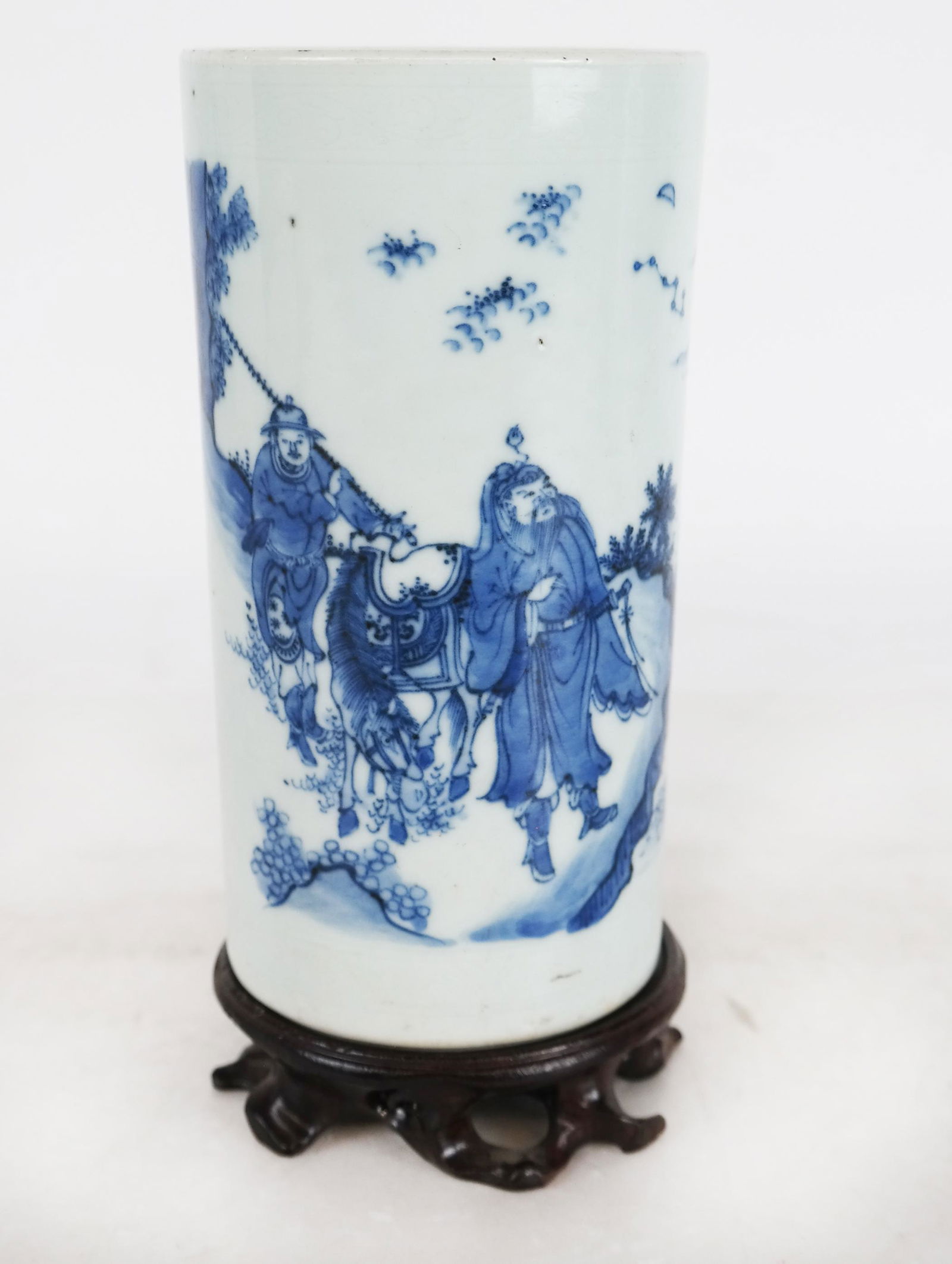 Antique Chinese Blue & White Cylinder Vase (1 of 10)