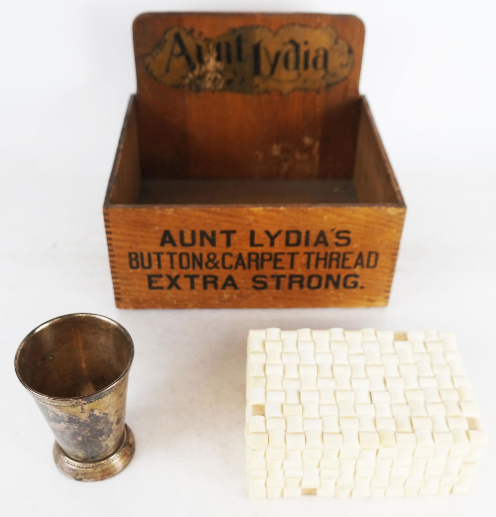 Wooden Storage Box, Dresser Box & Silverplate Cup (1 of 11)