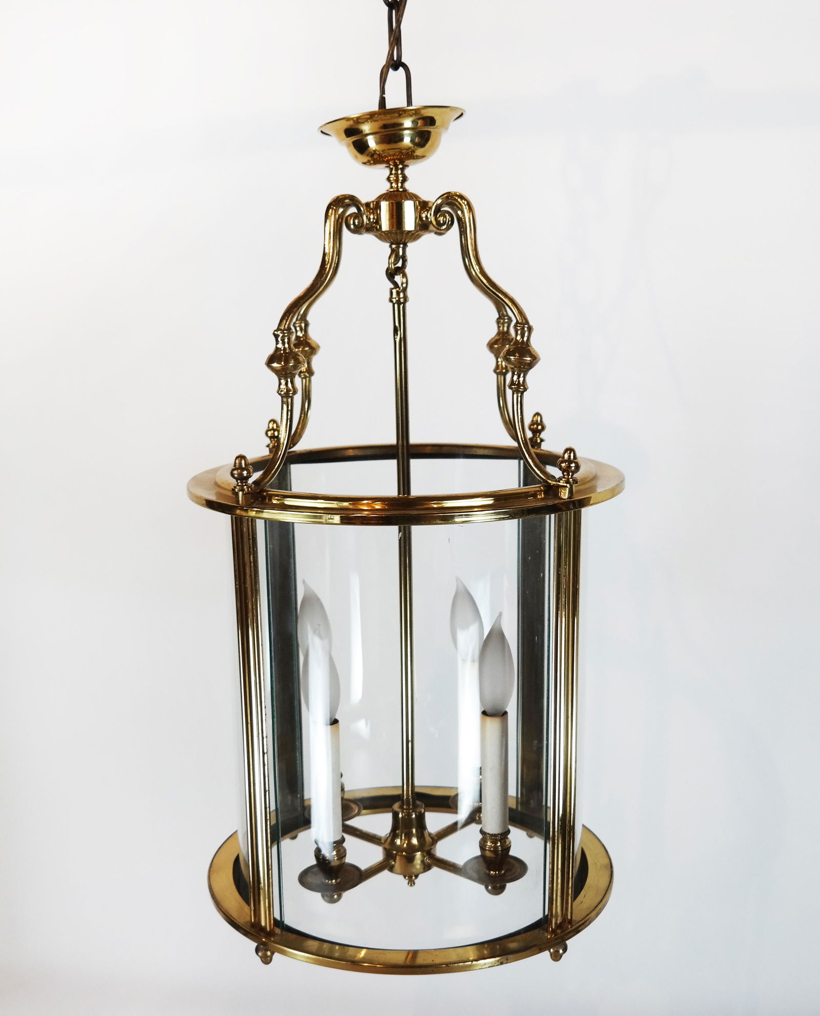 Georgian-Style Brass & Glass Lantern Fixture (1 of 8)