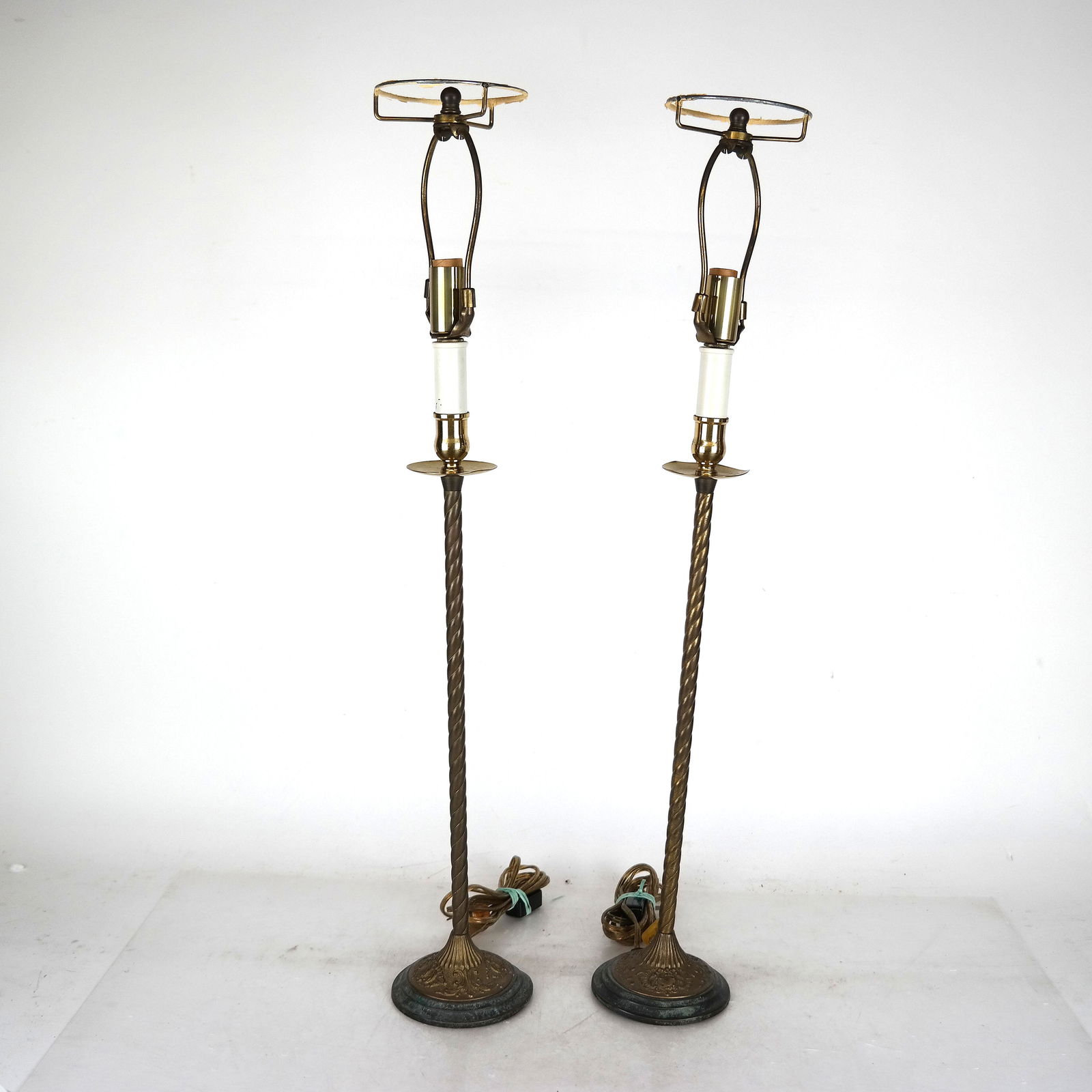 Pair of Antique Louis XVI-Style Brass Lamps (1 of 9)