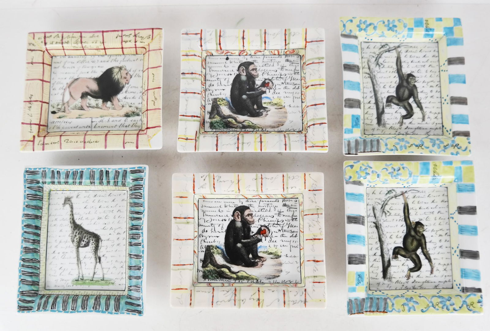 Six John Derian Hand-Painted Ceramic Desk Trays (1 of 10)