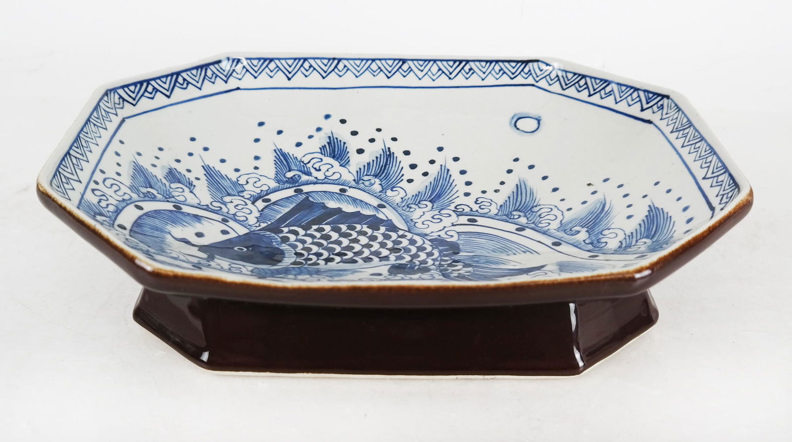 Chinese Blue & White Ceramic Footed Dish (1 of 8)