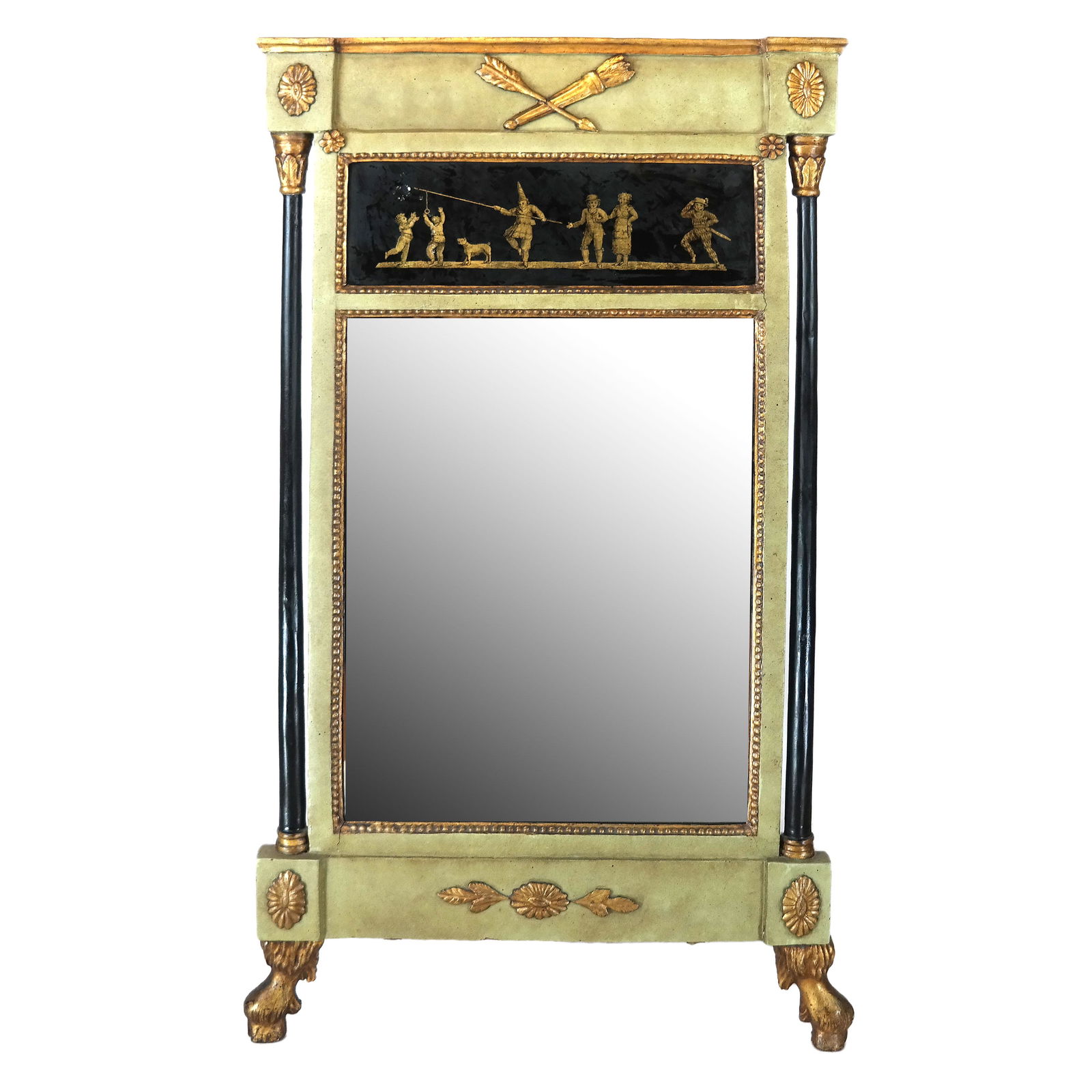 Continental Eglomise Green Painted Mirror (1 of 10)