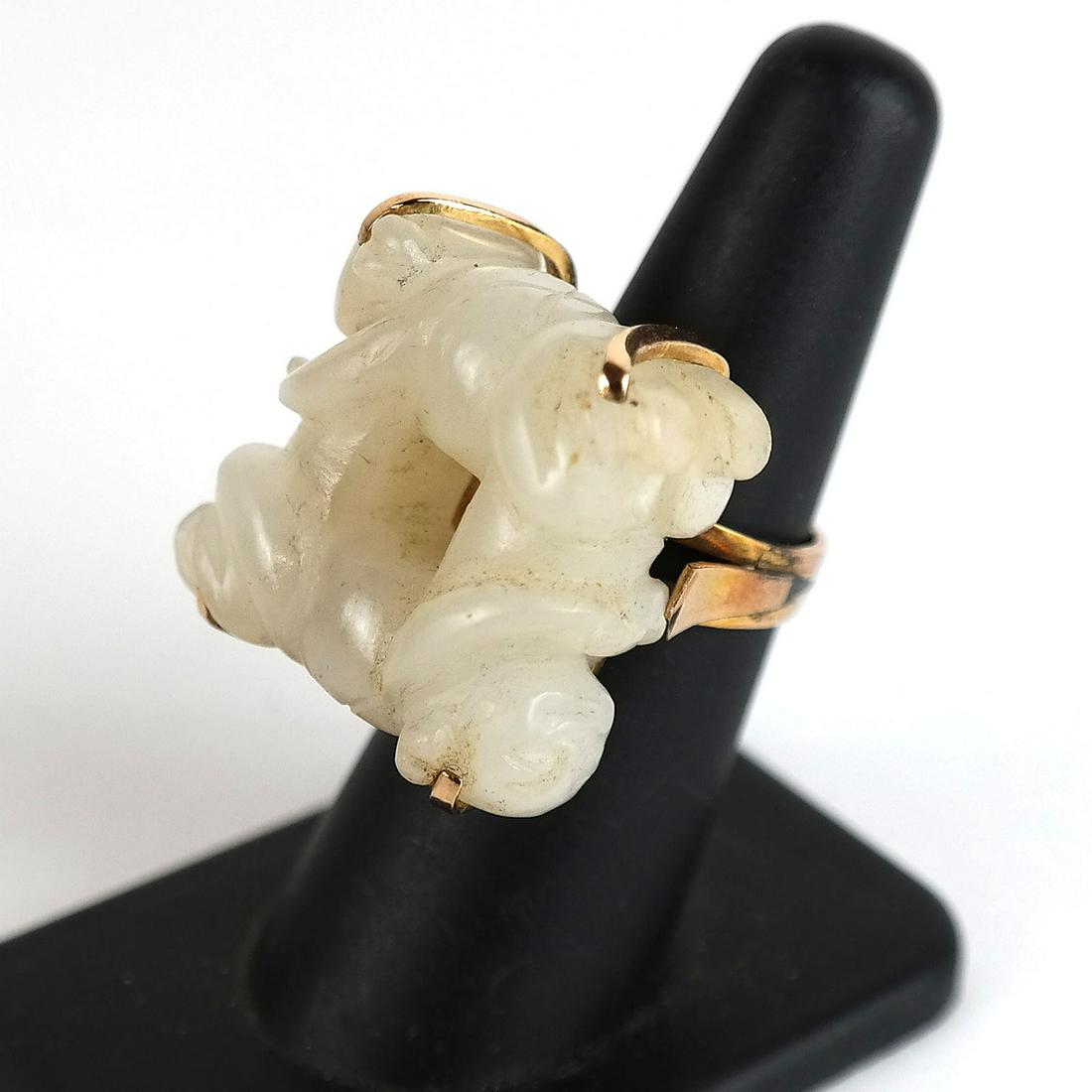 14K Gold and Carved Jade Ring (1 of 9)