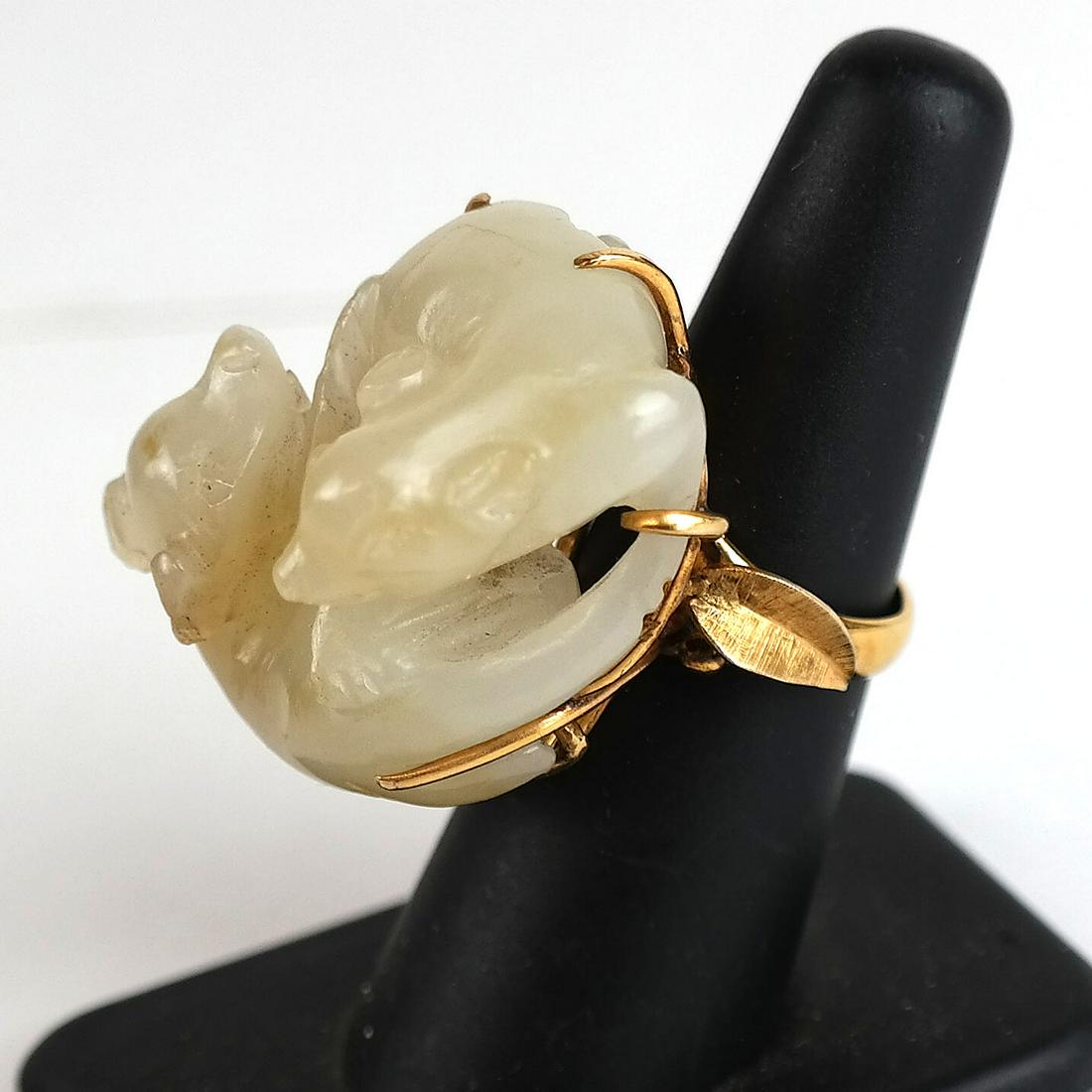 14K Gold and Carved Jade Ring (1 of 9)