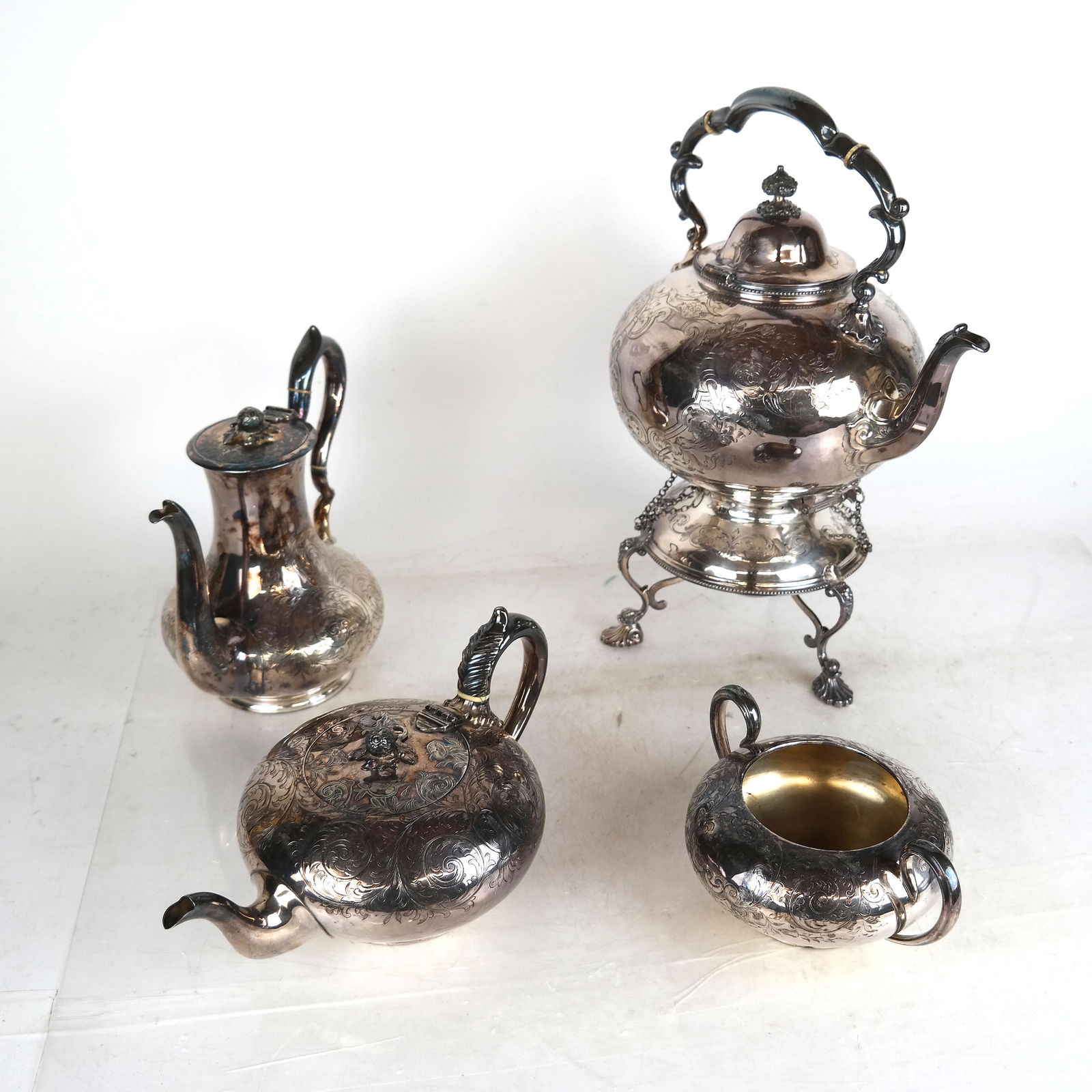 4-Pc Silver Plate Tea and Coffee Set (1 of 15)