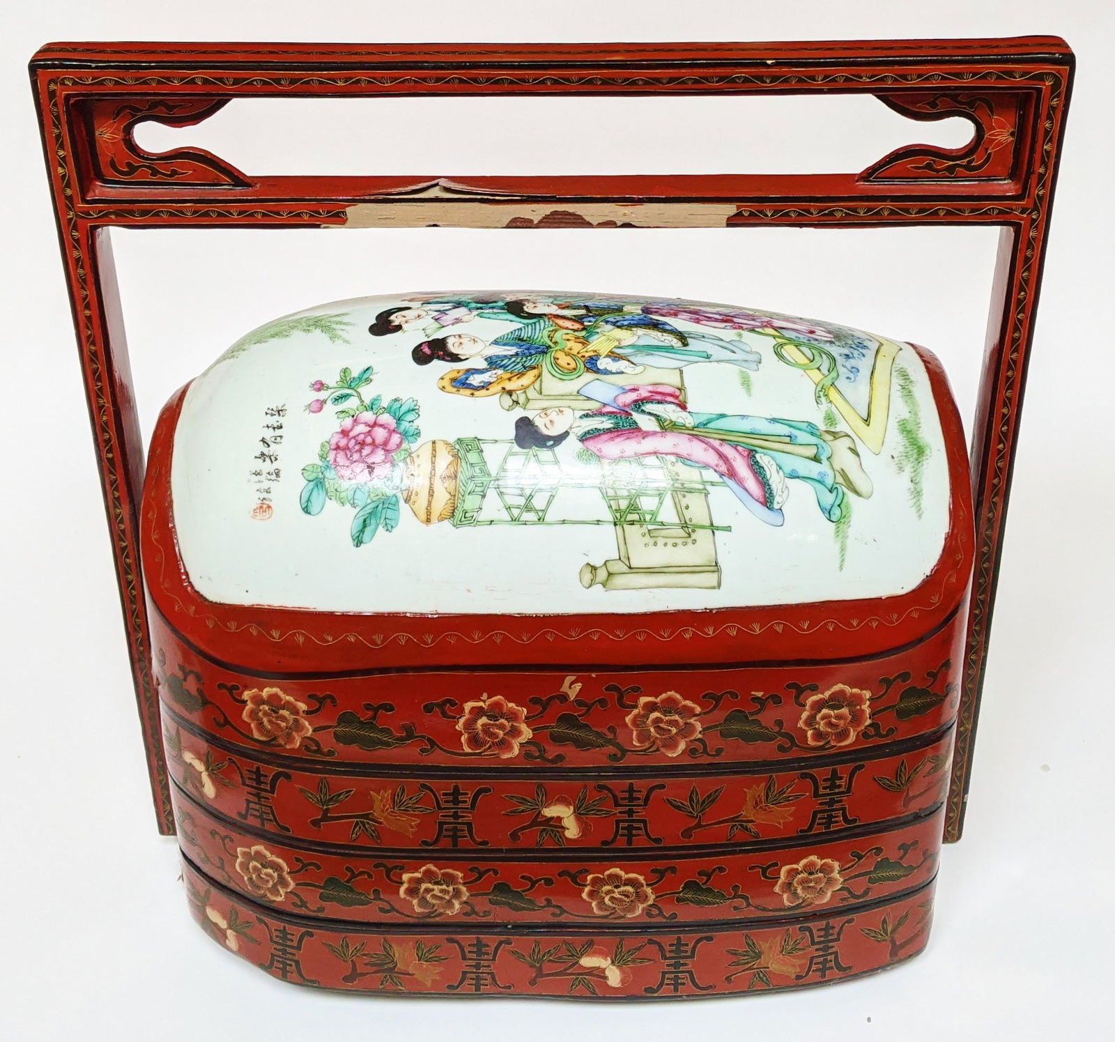 Chinese Lacquer & Porcelain Wedding Box (1 of 12)