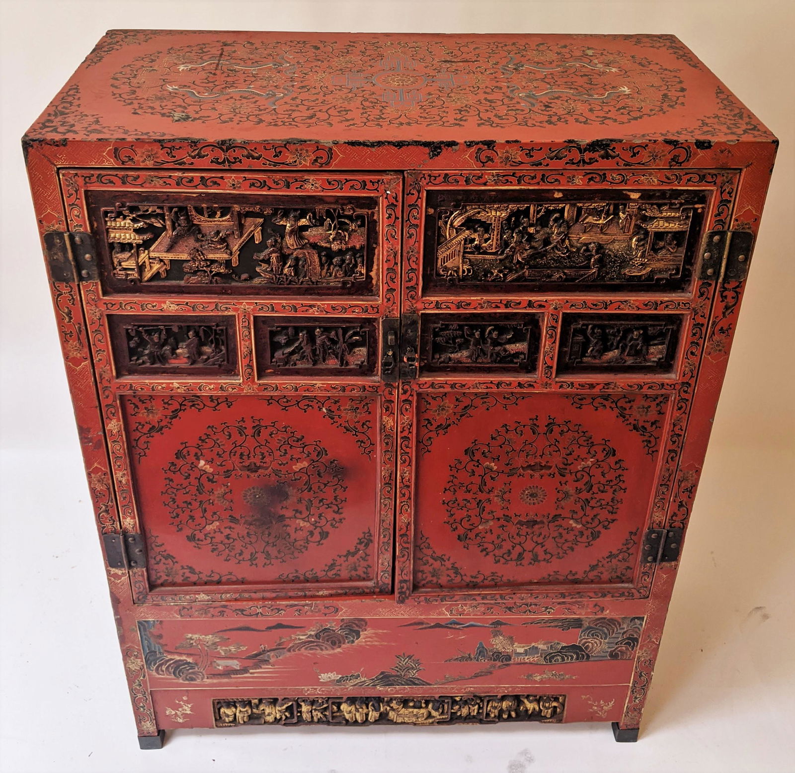 Antique Carved Two-Door Wedding Cabinet (1 of 18)