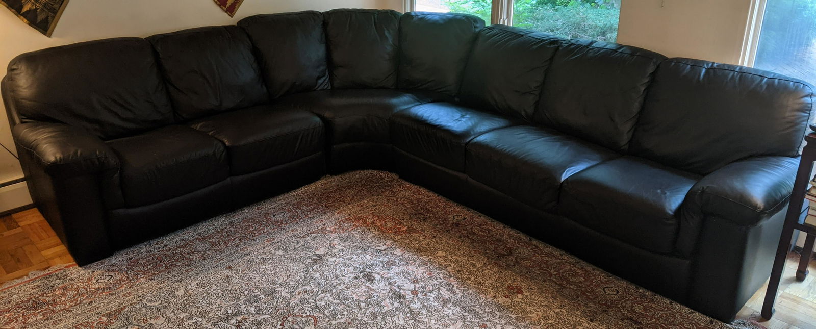 Black Leather Sectional Sofa (1 of 5)