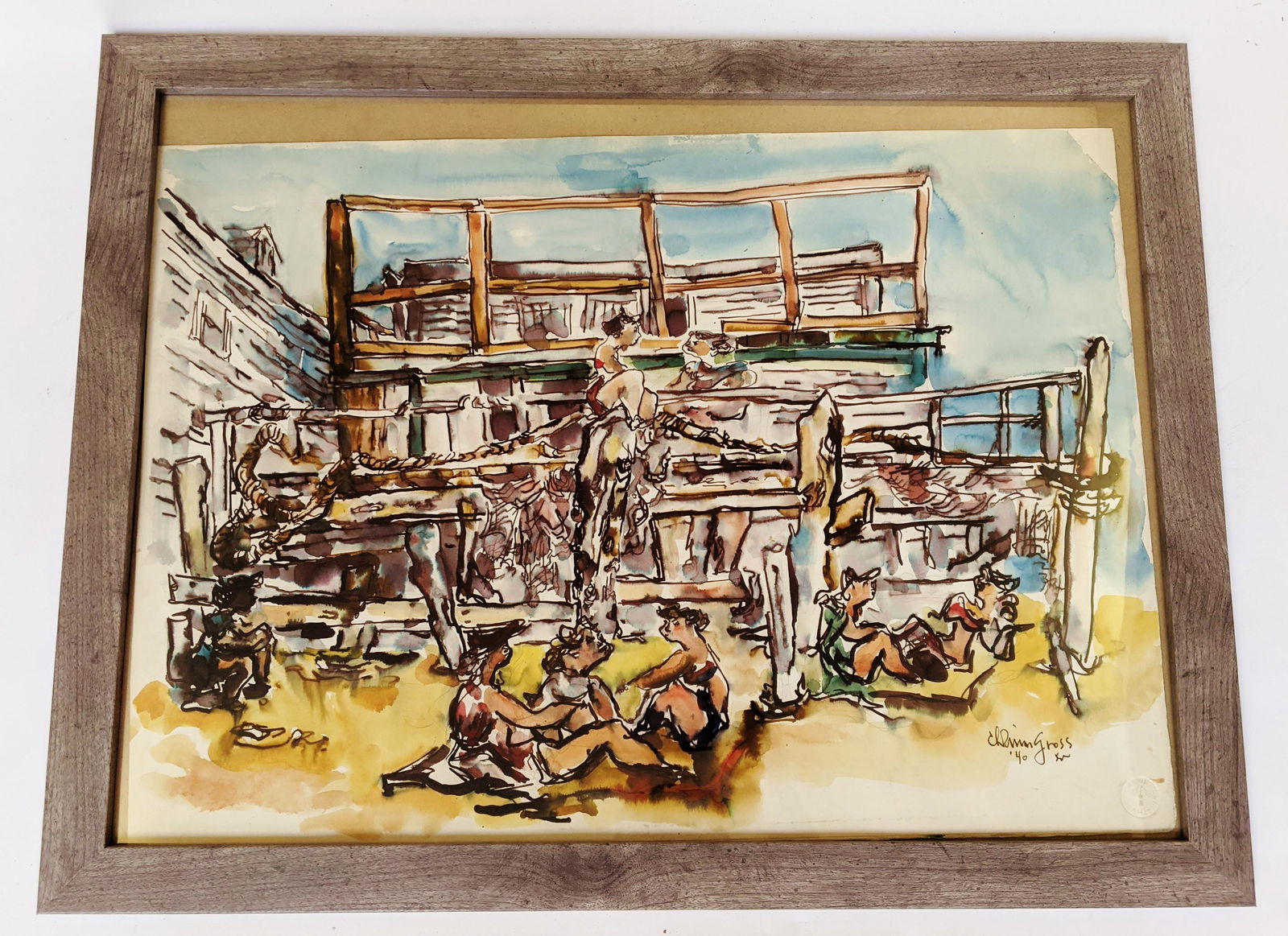 Chaim GROSS: Beach House - W/C Painting (1 of 12)