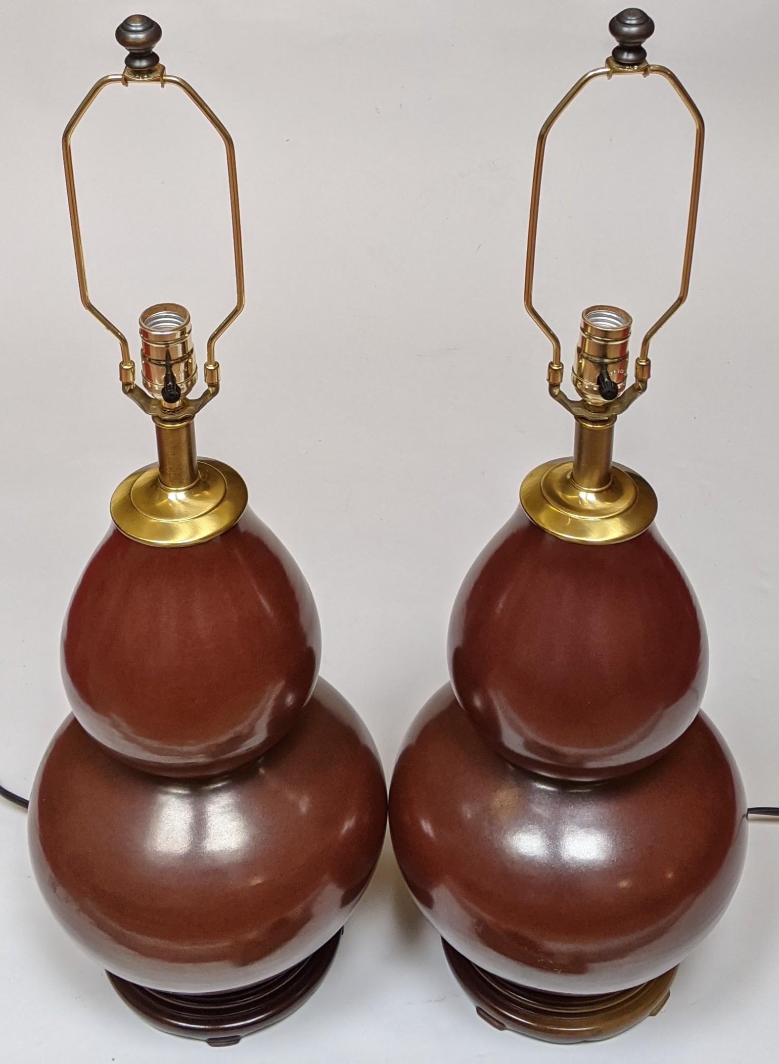 Pair of Asian-Style Double Gourd Table Lamps (1 of 8)