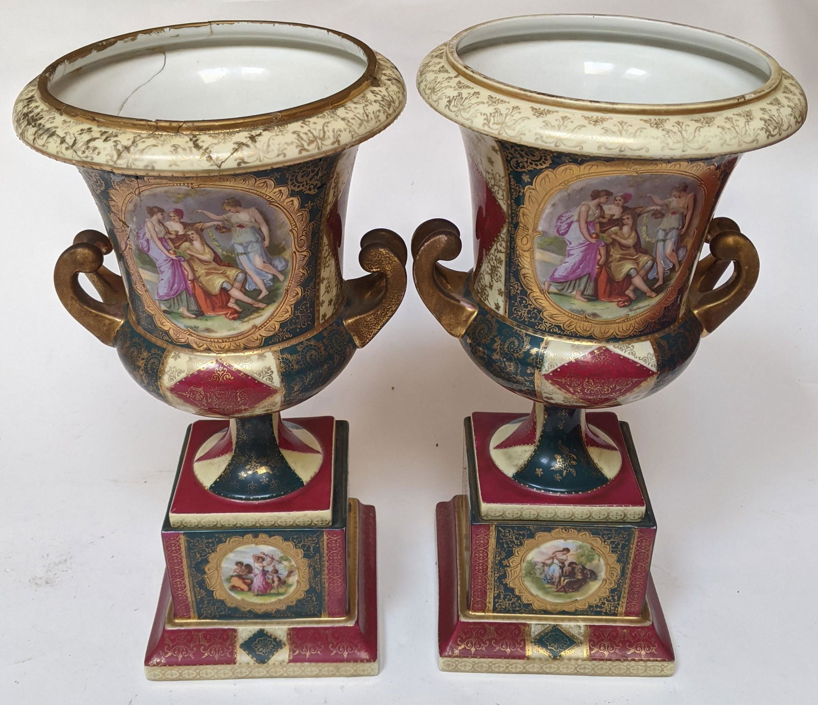 Pair of Antique Austrian Porcelain Urns (1 of 11)
