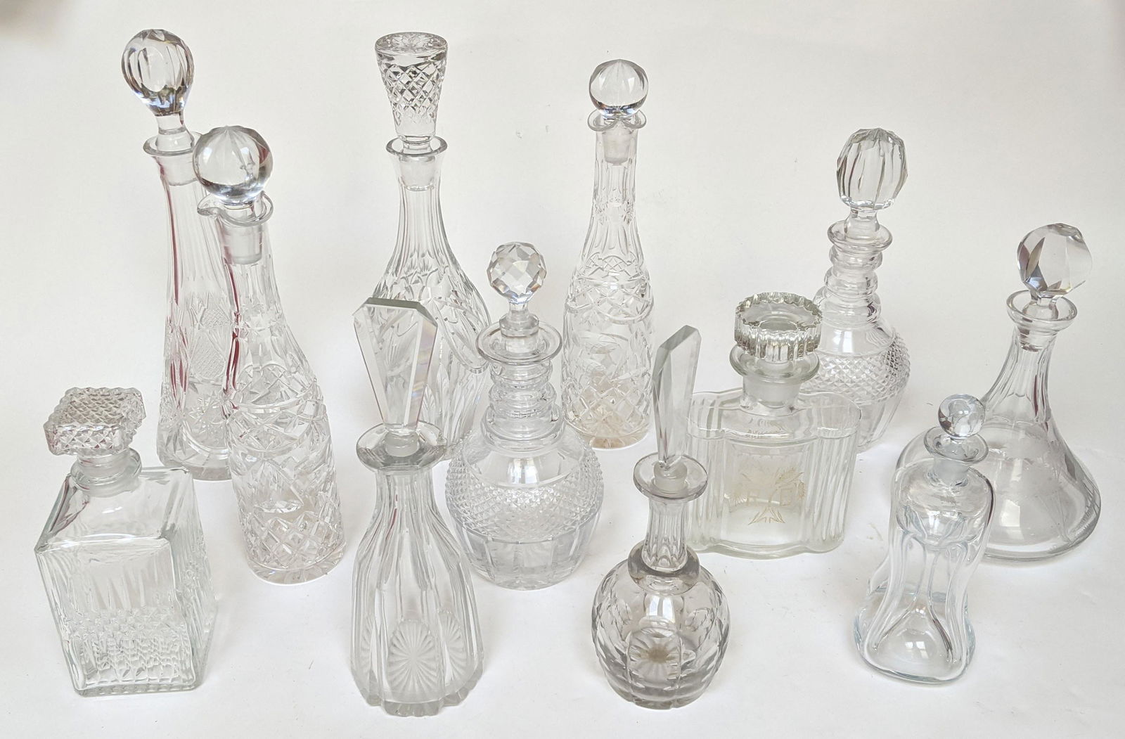 Group o 13 Colorless Glass Decanters (1 of 7)