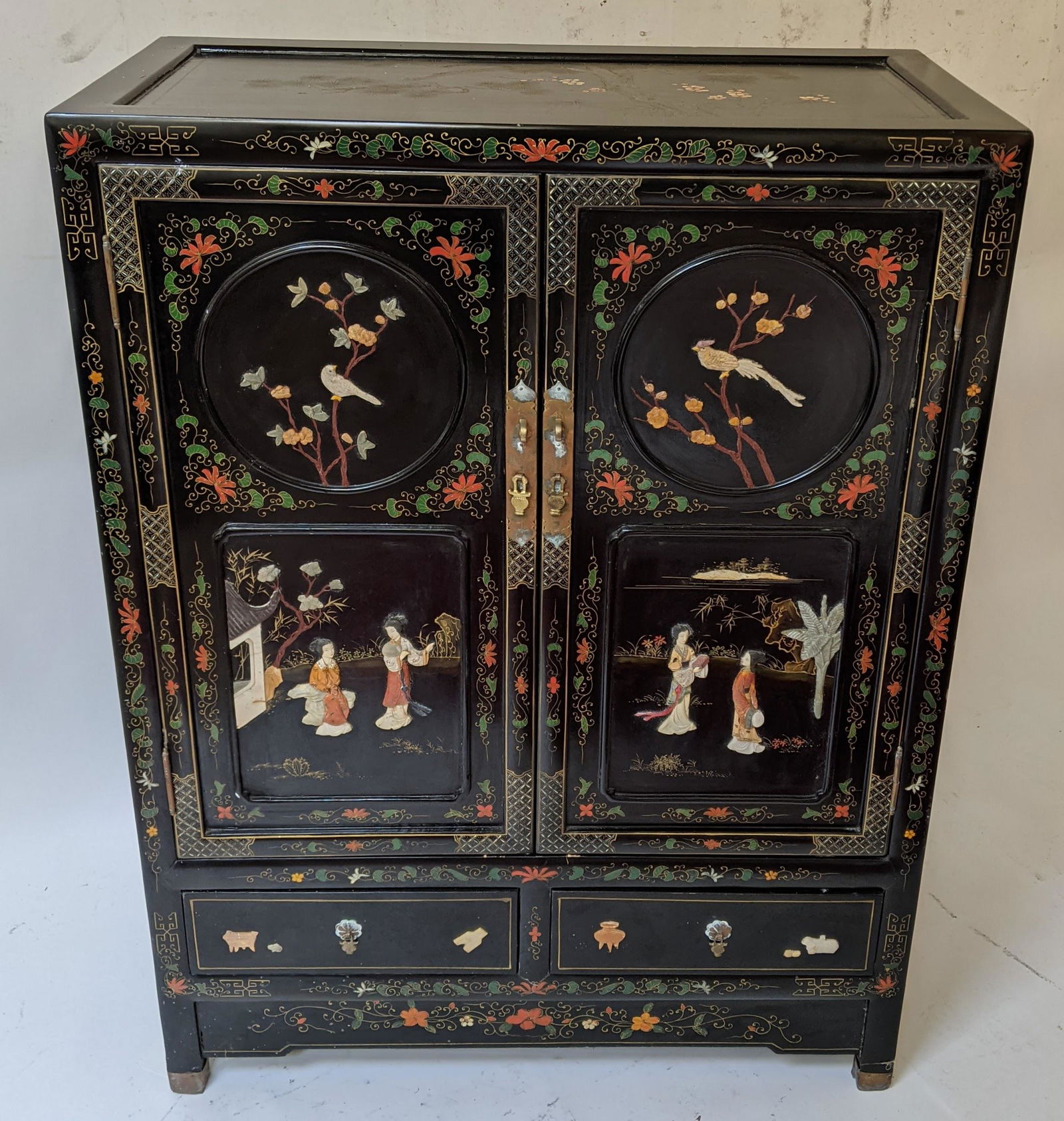 Chinese Black Lacquer Two-Door Cabinet (1 of 18)