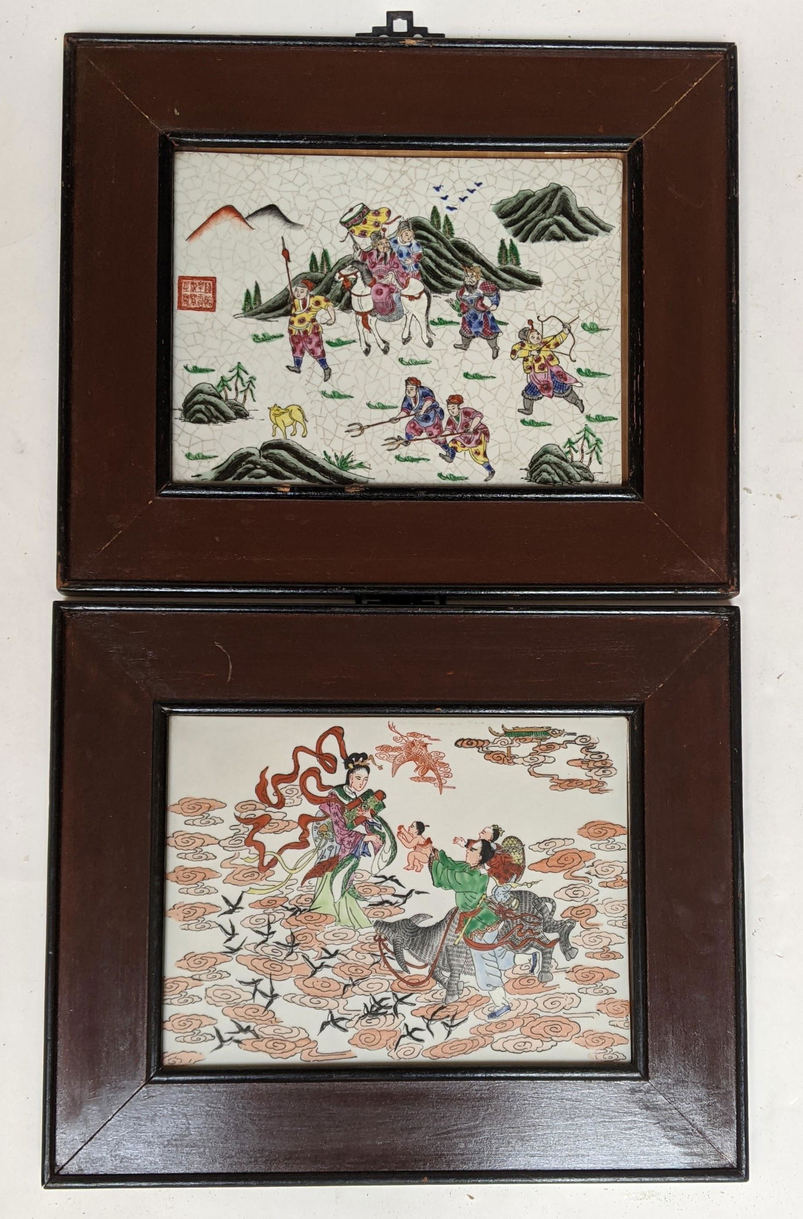 Pair Framed Chinese Porcelain Plaques (1 of 12)