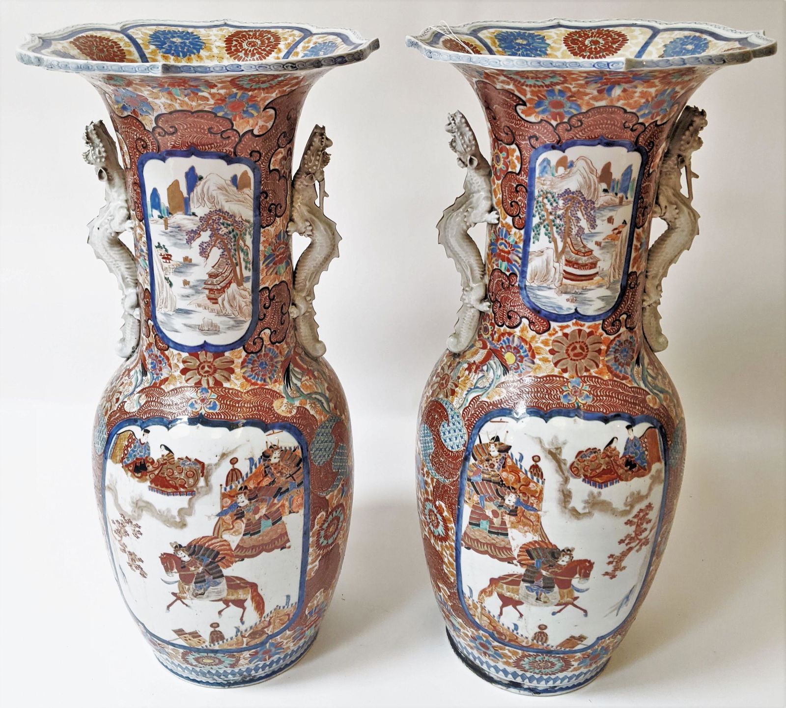 Pair Large Antique Kutani Vases (1 of 10)