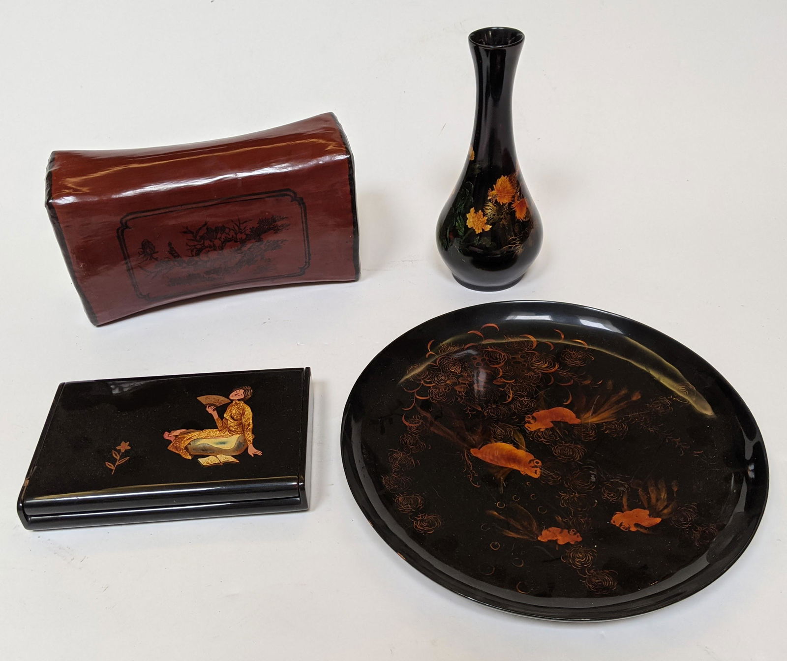 Four Assorted Black Lacquer Items (1 of 13)