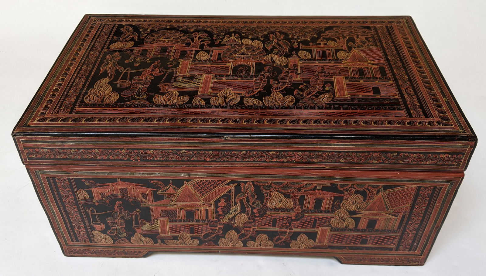 Chinese Red Lacquer Scenic Box (1 of 10)