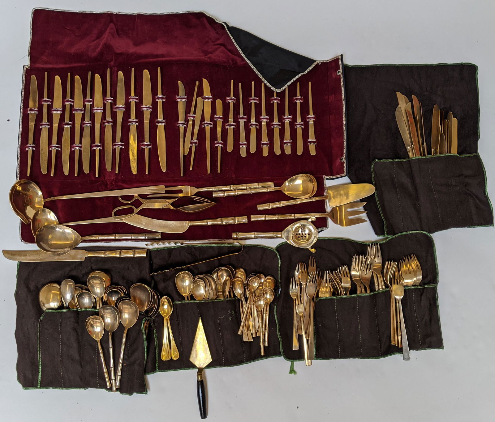171 Pcs. Brass and Bamboo Flatware (1 of 8)