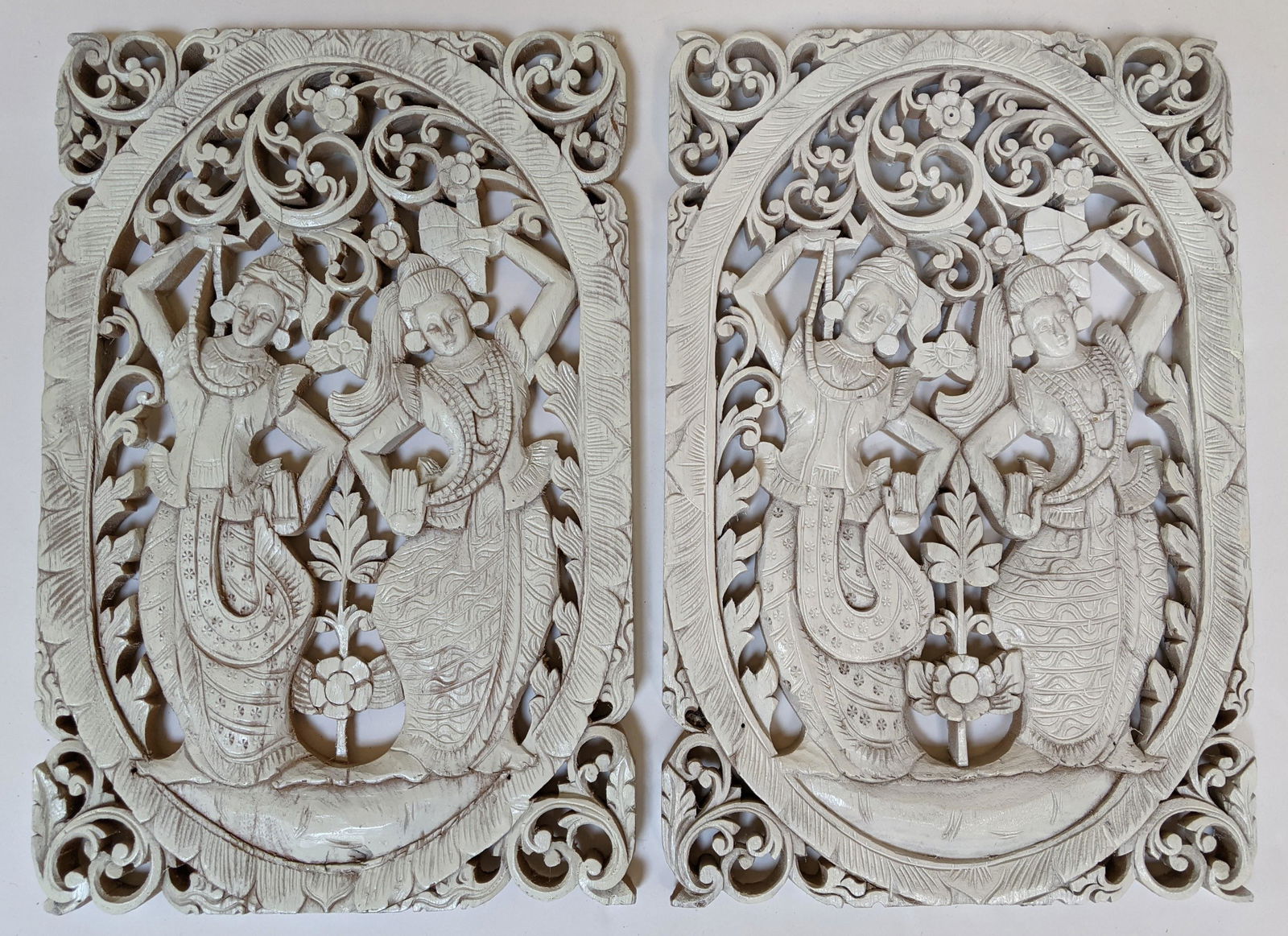 Asian Carved Wood Wall Hanging (1 of 8)