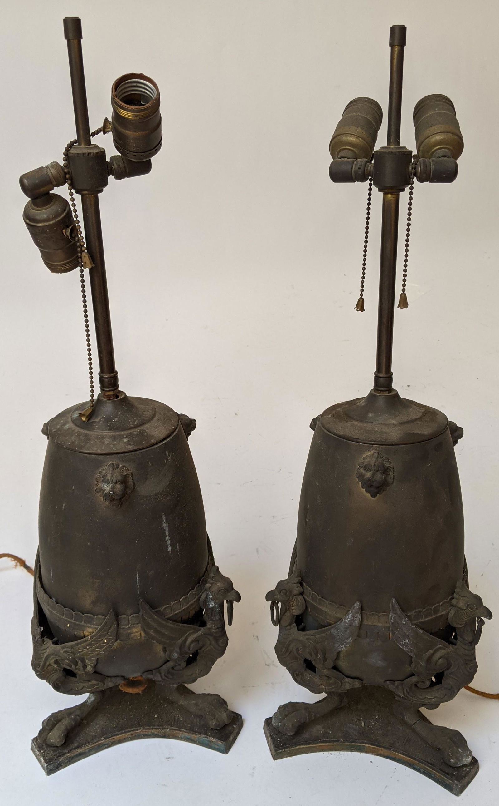Pair Empire-Style Urns Mounted as Lamps (1 of 7)