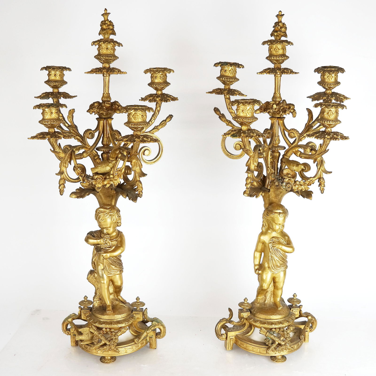 Pair of Gilt Bronze 4-Light Candelabra (1 of 8)