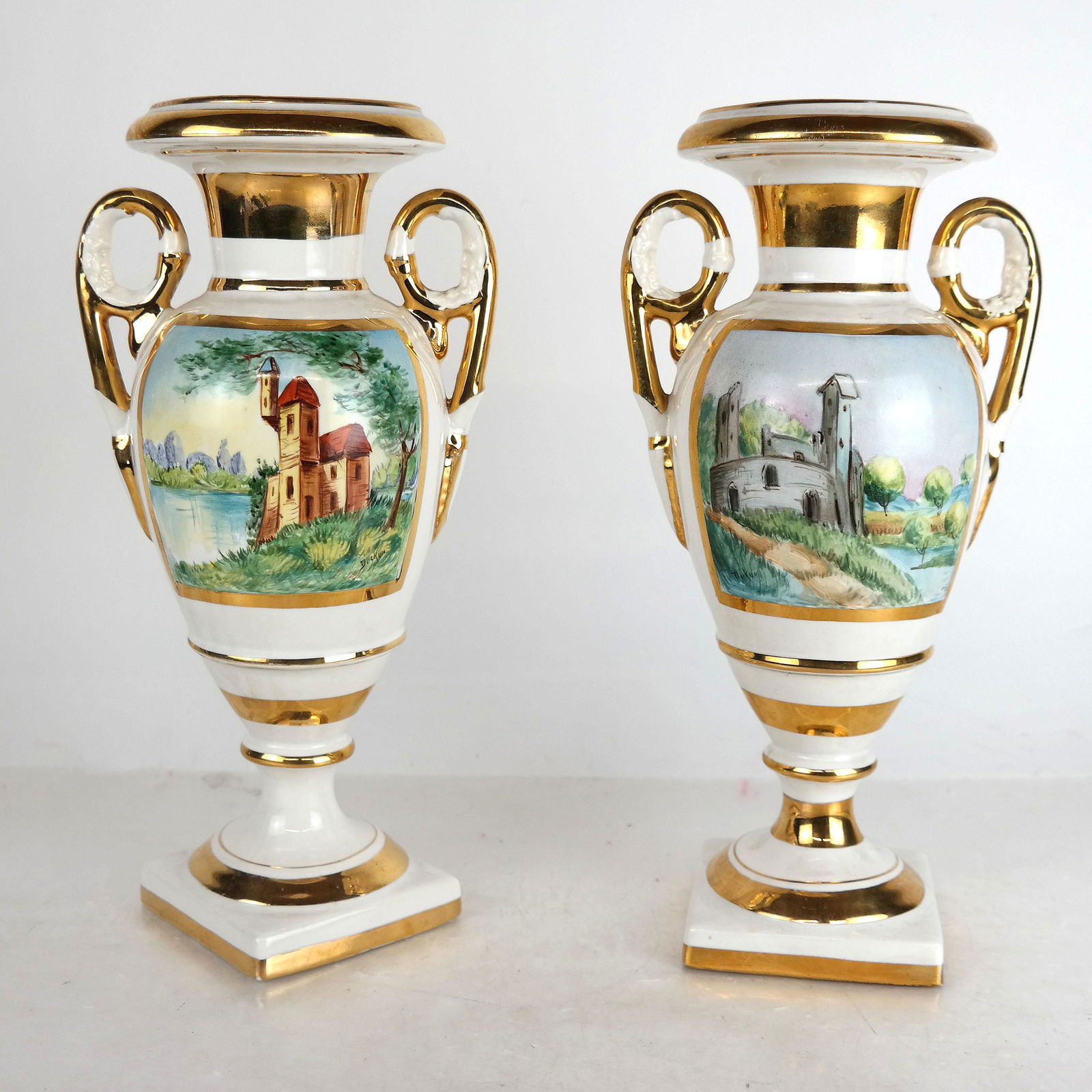 Pair of Limoges Porcelain Urns (1 of 8)