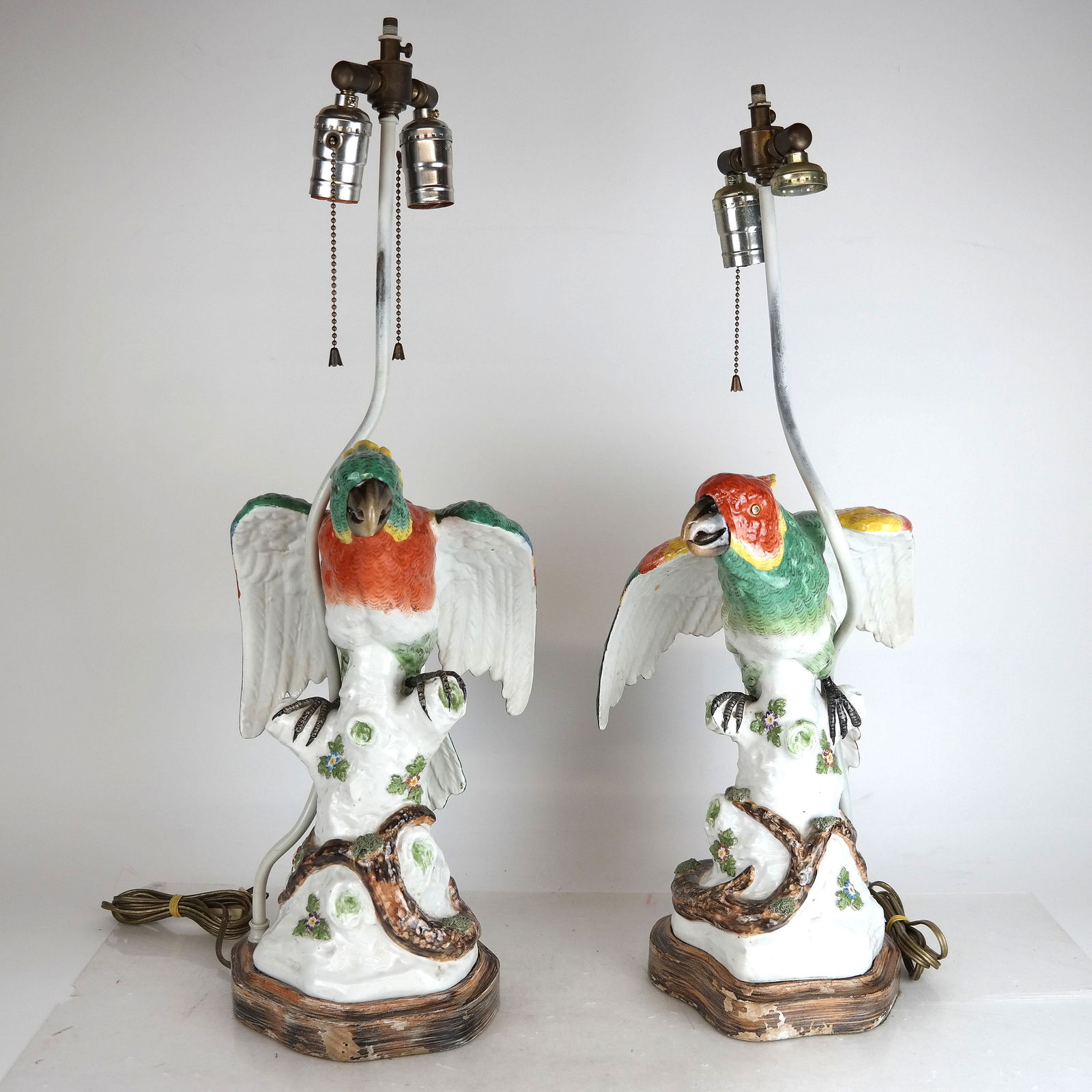 Pair Meissen Porcelain Parrots as Lamps (1 of 7)
