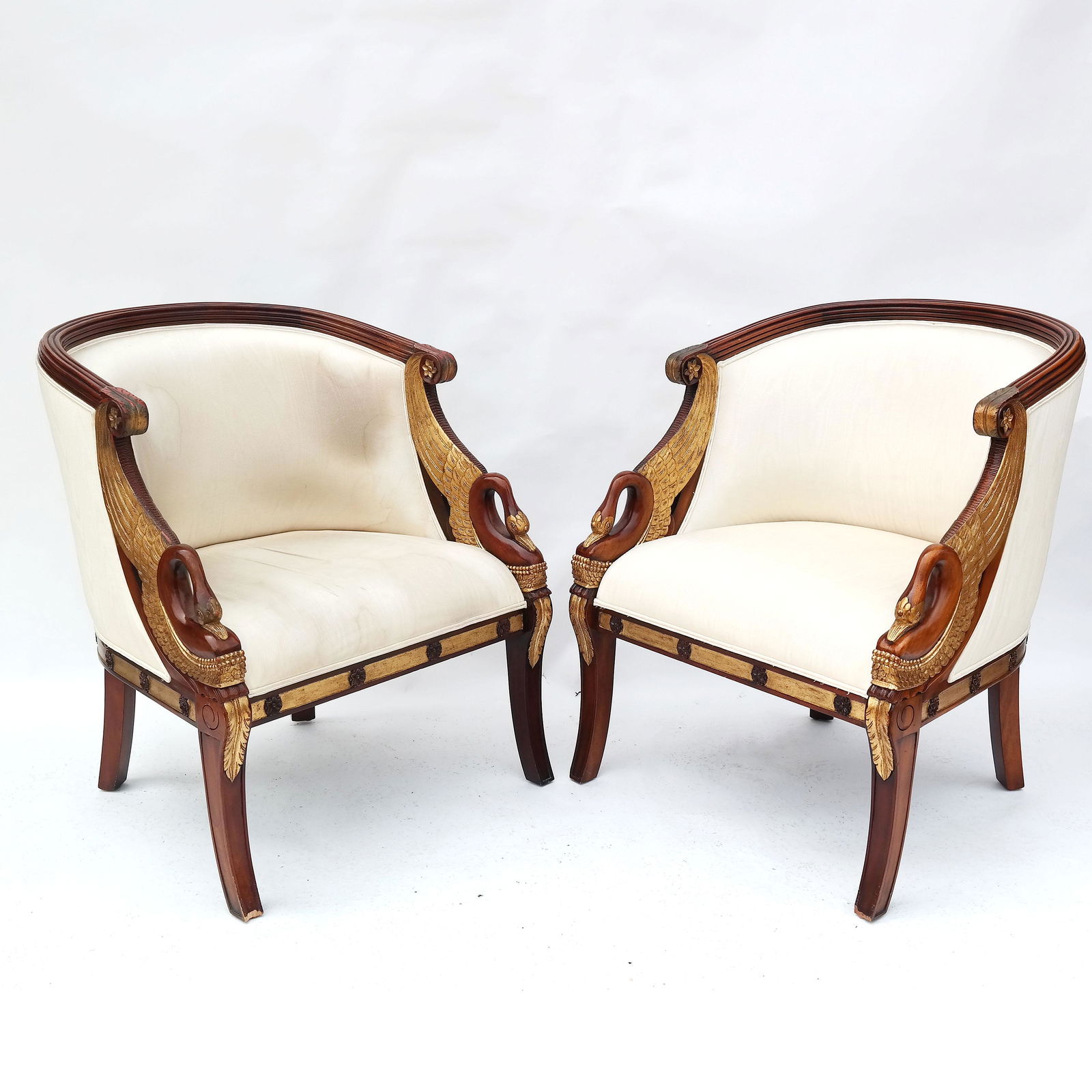 Pair Maitland Smith Regency-Style Swan-Arm Chairs (1 of 5)