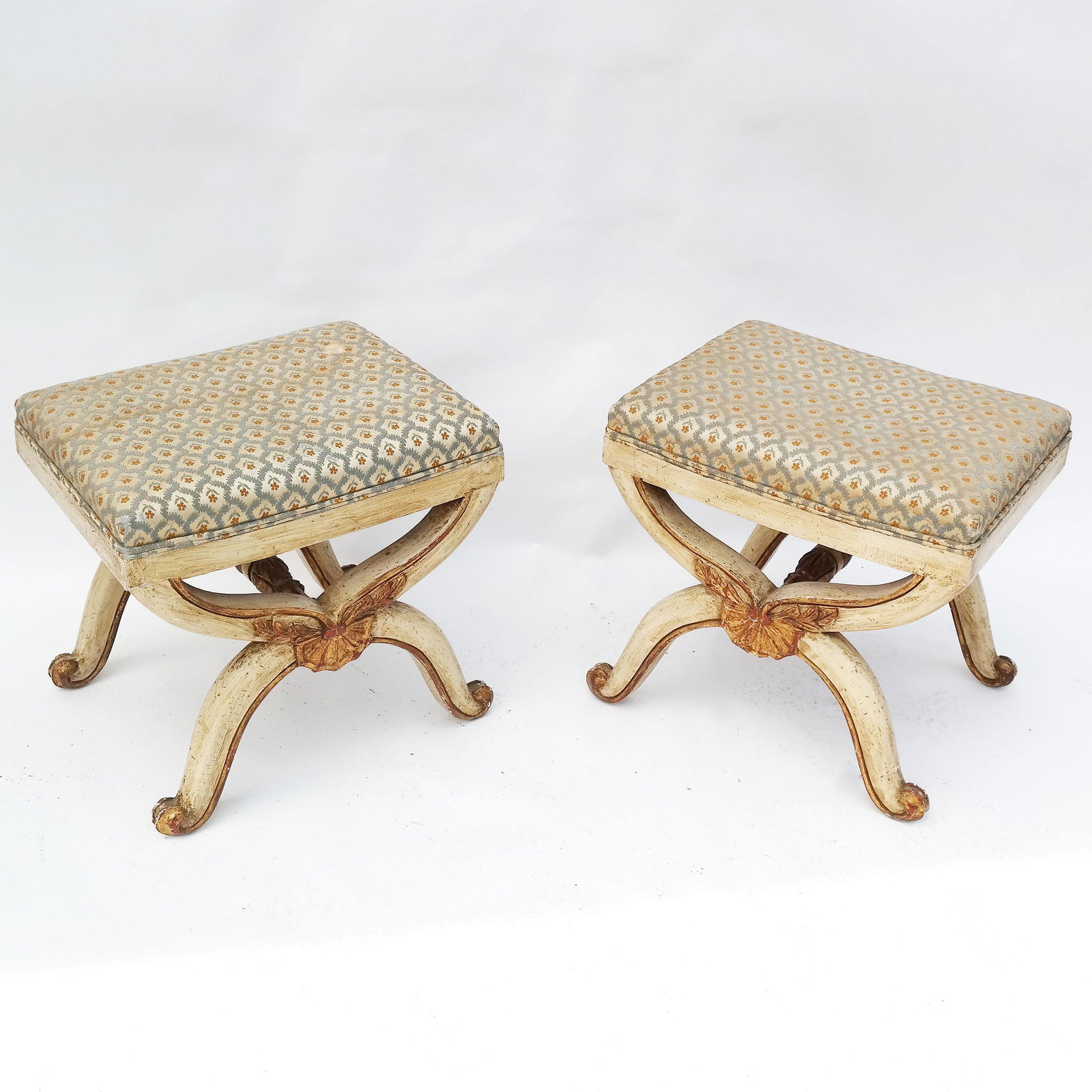 Pair of Louis XVI-Style X-Form Benches (1 of 5)