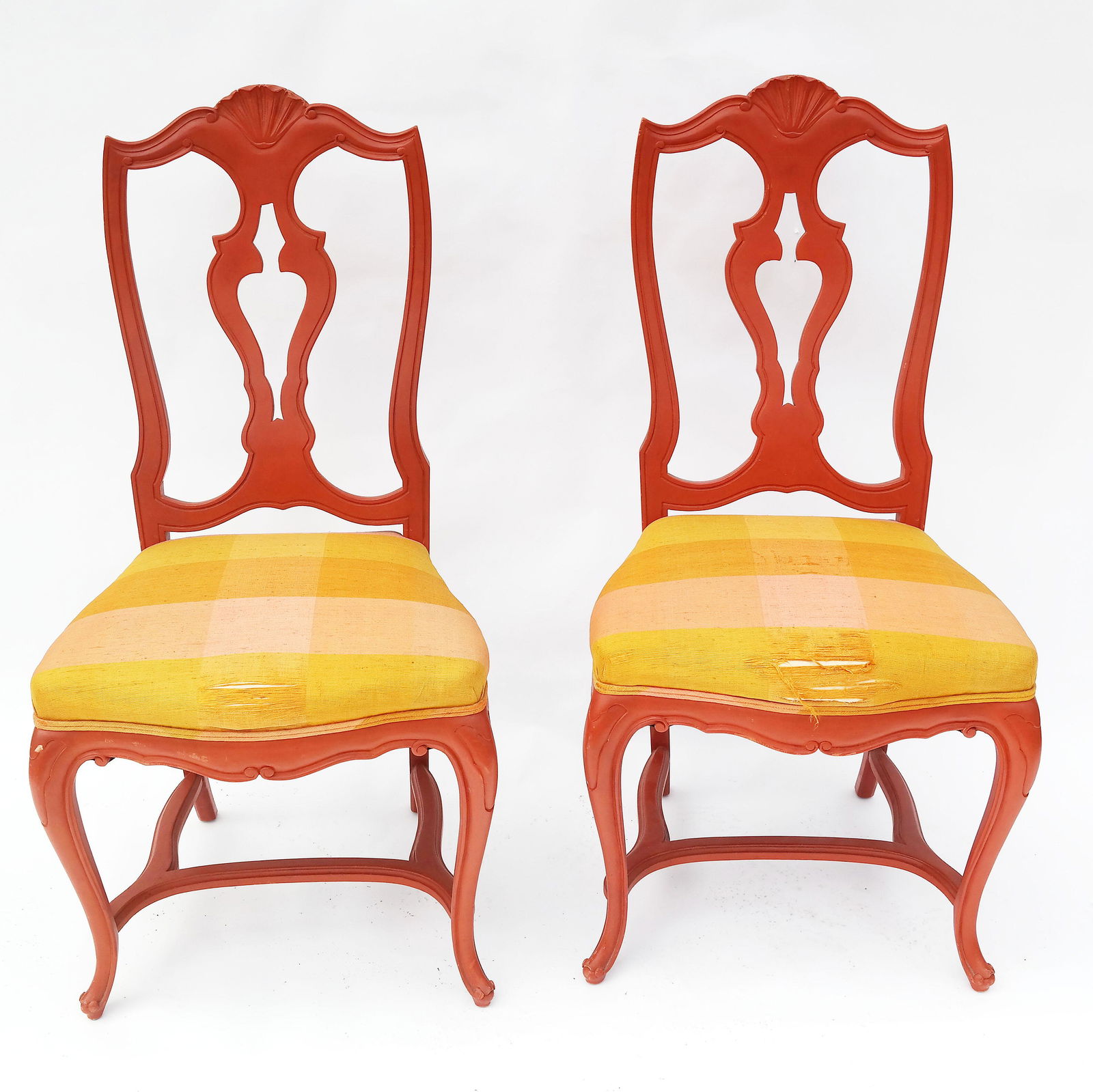 Pair of Painted Shell Crest Side Chairs (1 of 5)