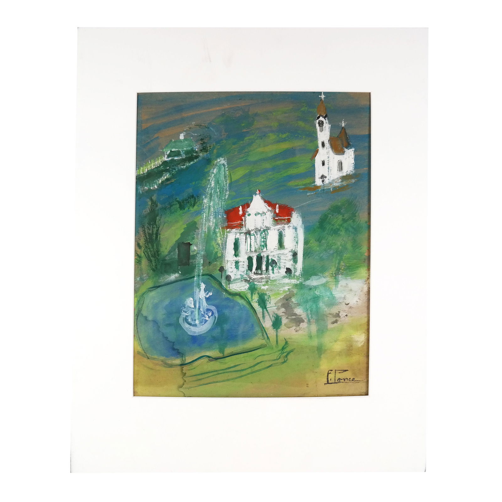 F. PONCE DE LEON: Mansion & Fountain - Gouache (1 of 19)