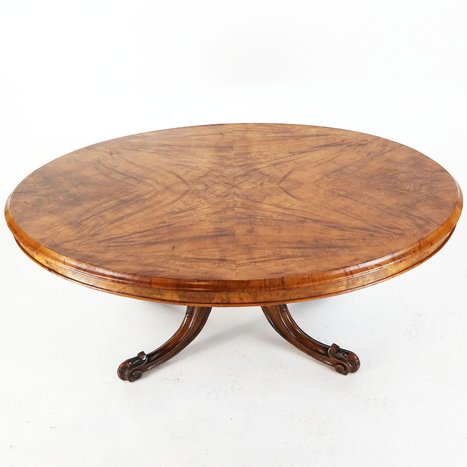 Victorian Walnut Veneer Oval Low / Coffee Table (1 of 7)
