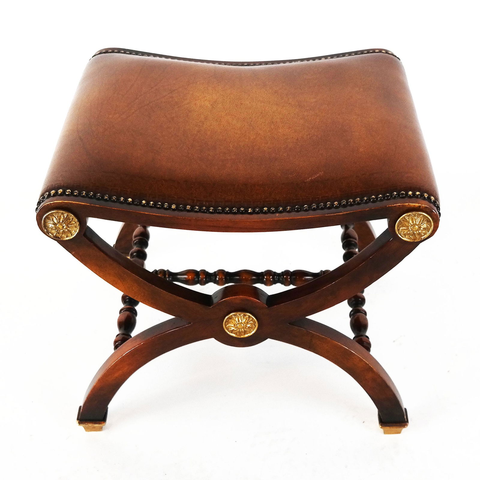 Regency-Style Mahogany X-Form Bench (1 of 6)