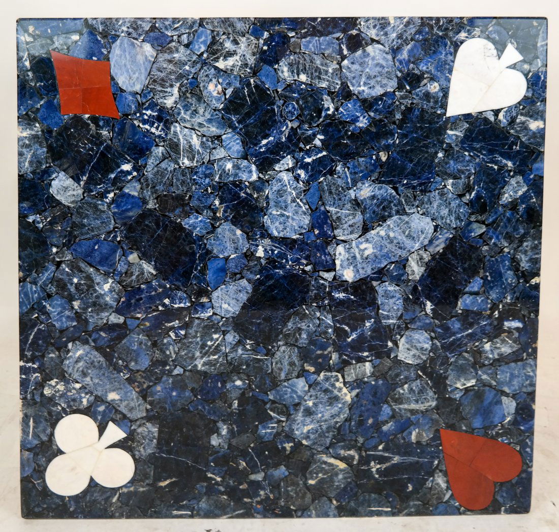 Inlaid Semi-Precious Sodalite Blue Games Table Top (1 of 3)