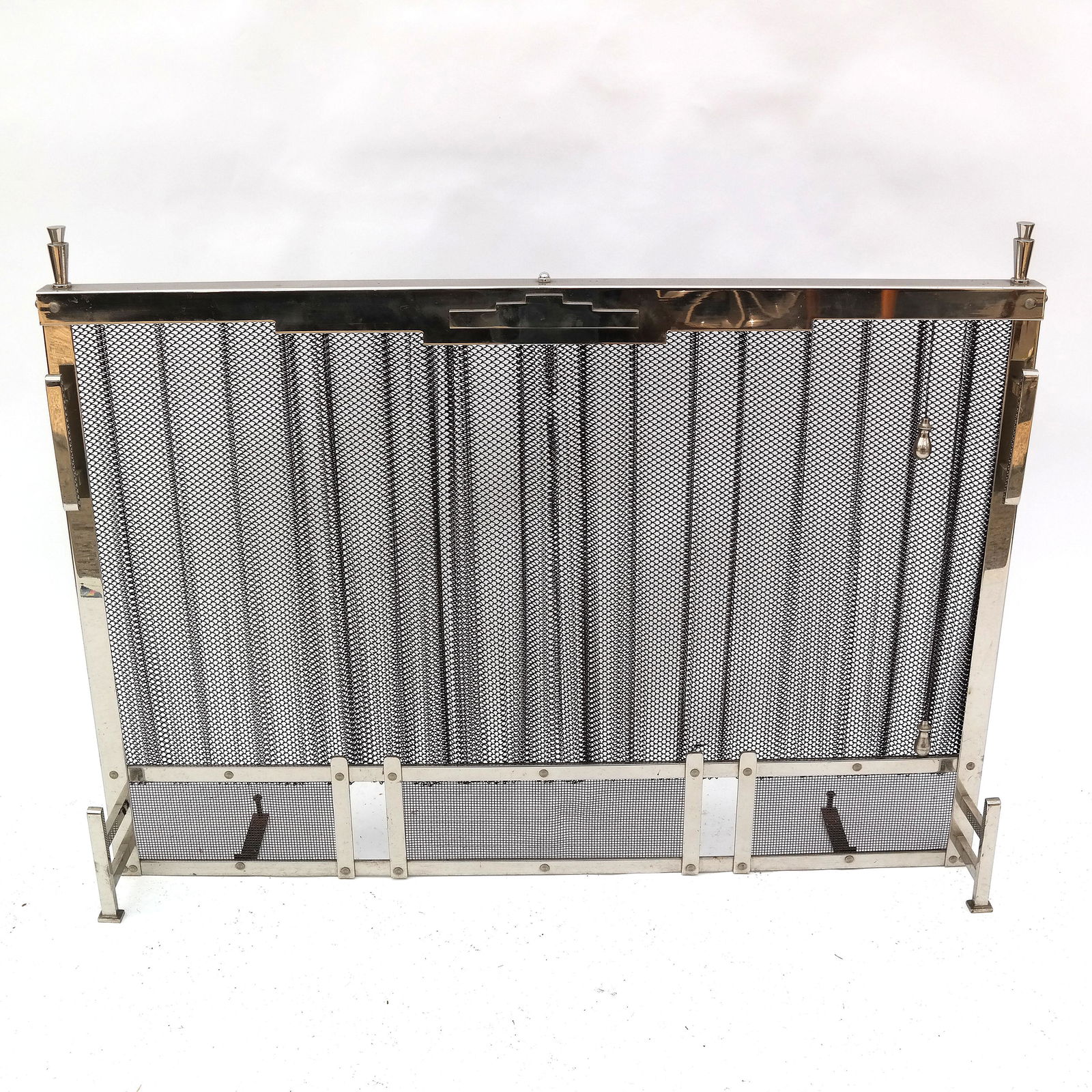 Contemporary Chromed Steel Fire Screen (1 of 6)
