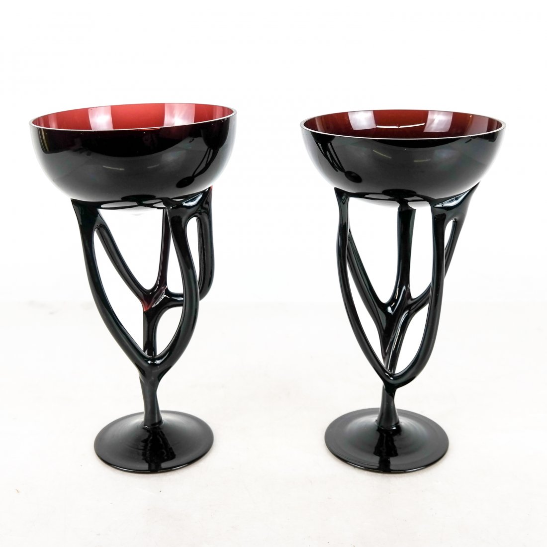 Pair of Brown Glass Art Nouveau-Style Stems (1 of 5)